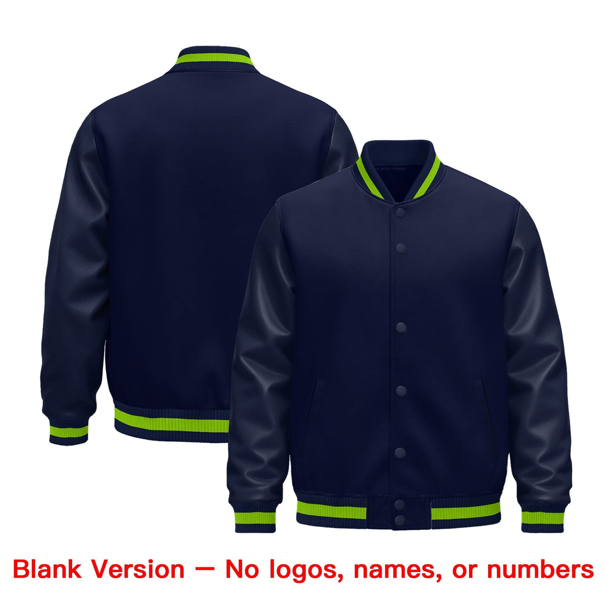 Custom Navy Orange Classic Style Leather Sleeves Wrinkle-Resistant Jacket| KXKSHOP