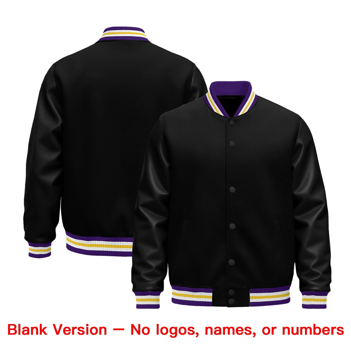Custom Black Purple White Classic Style Leather Sleeves Wrinkle-Resistant Jacket| KXKSHOP