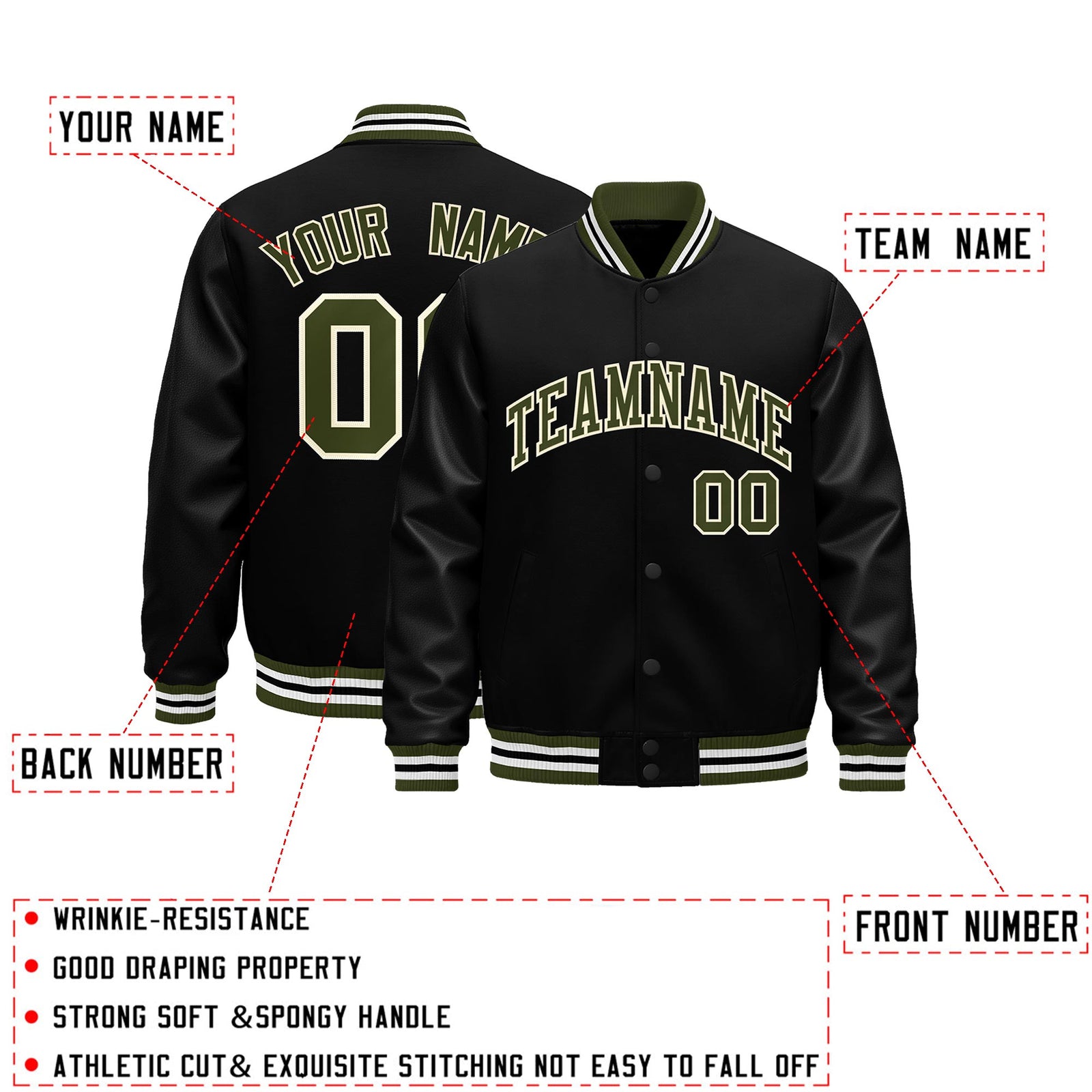 Custom Black White Classic Style Leather Sleeves Wrinkle-Resistant Jacket| KXKSHOP