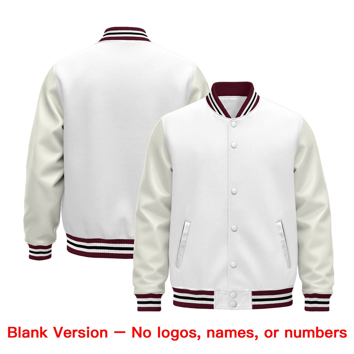 Custom White Crimson Black Classic Style Leather Sleeves Wrinkle-Resistant Jacket| KXKSHOP