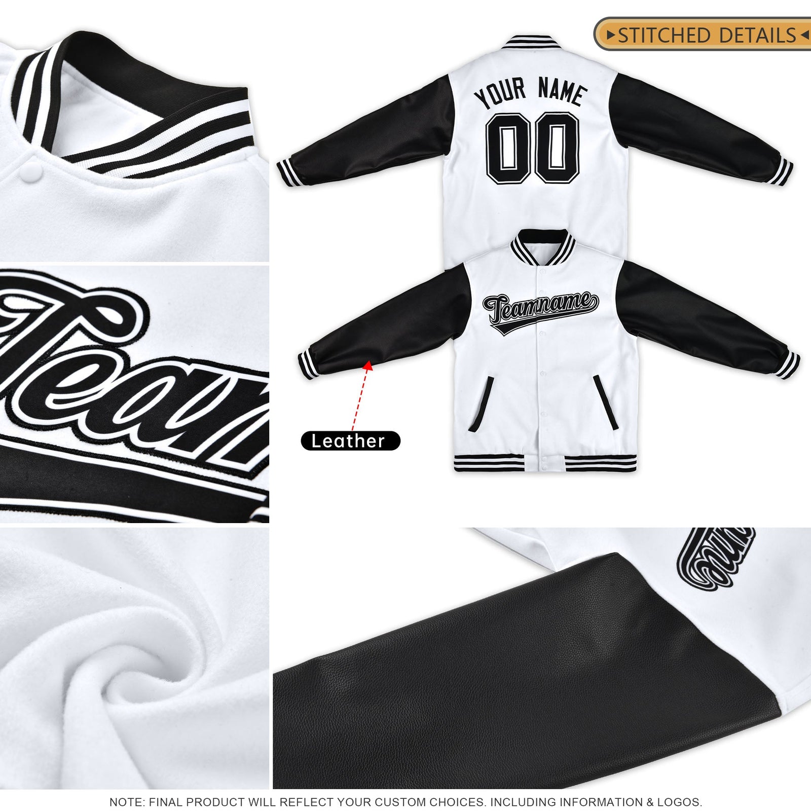 Custom White Purple Gold Classic Style Leather Sleeves Wrinkle-Resistant Jacket| KXKSHOP