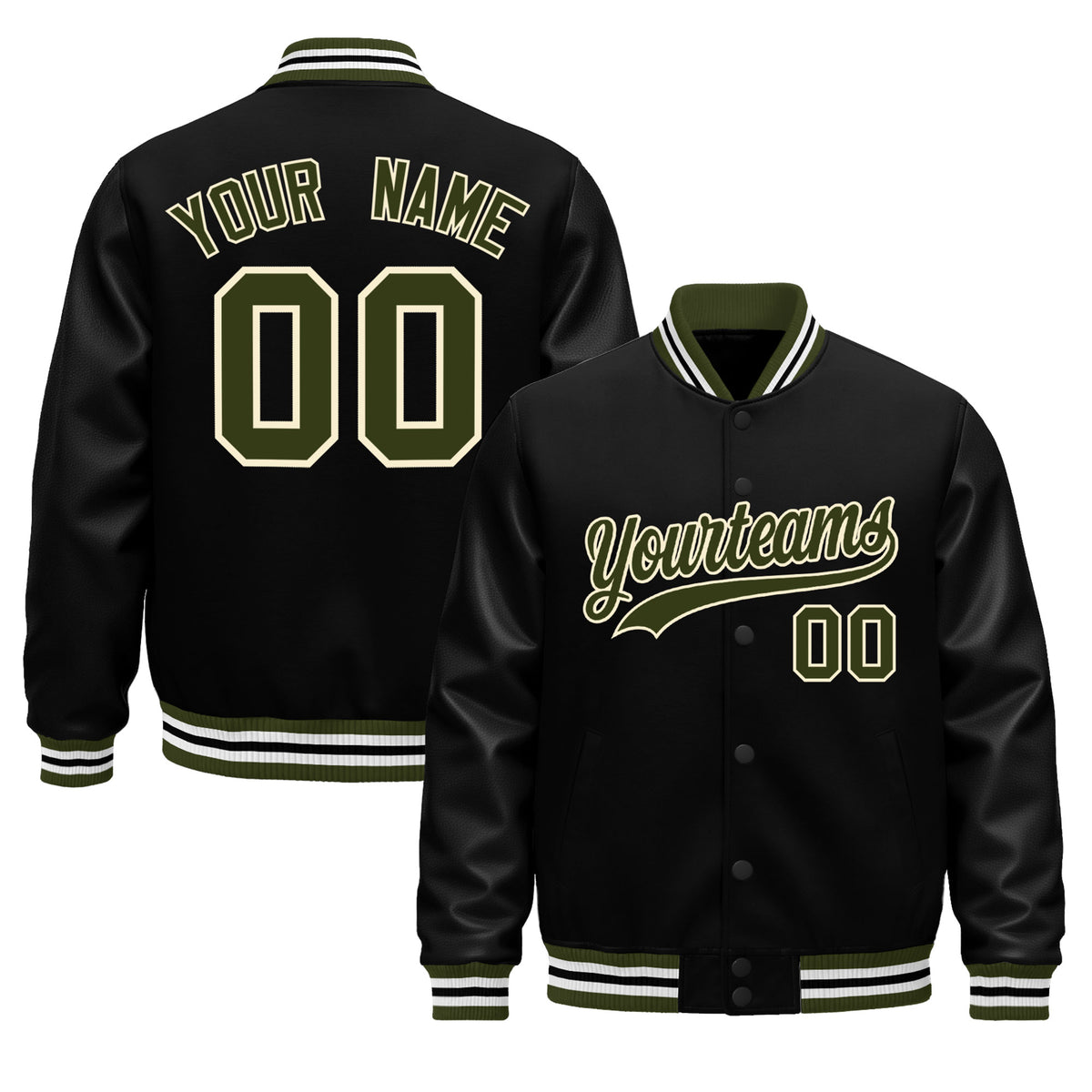 Custom Black Olive White Classic Style Leather Sleeves Wrinkle-Resistant Jacket| KXKSHOP