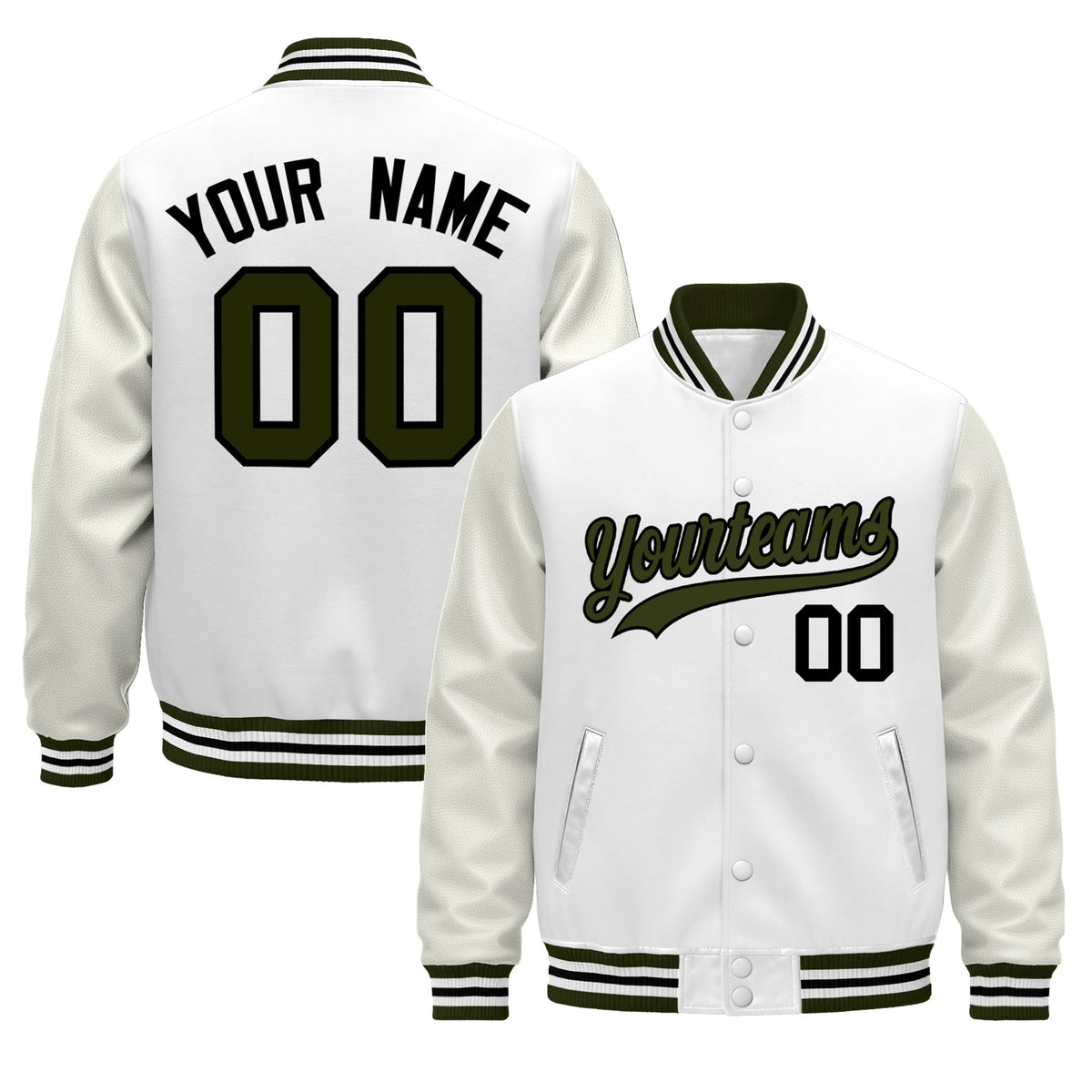 Custom White Olive Black Classic Style Leather Sleeves Wrinkle-Resistant Jacket| KXKSHOP
