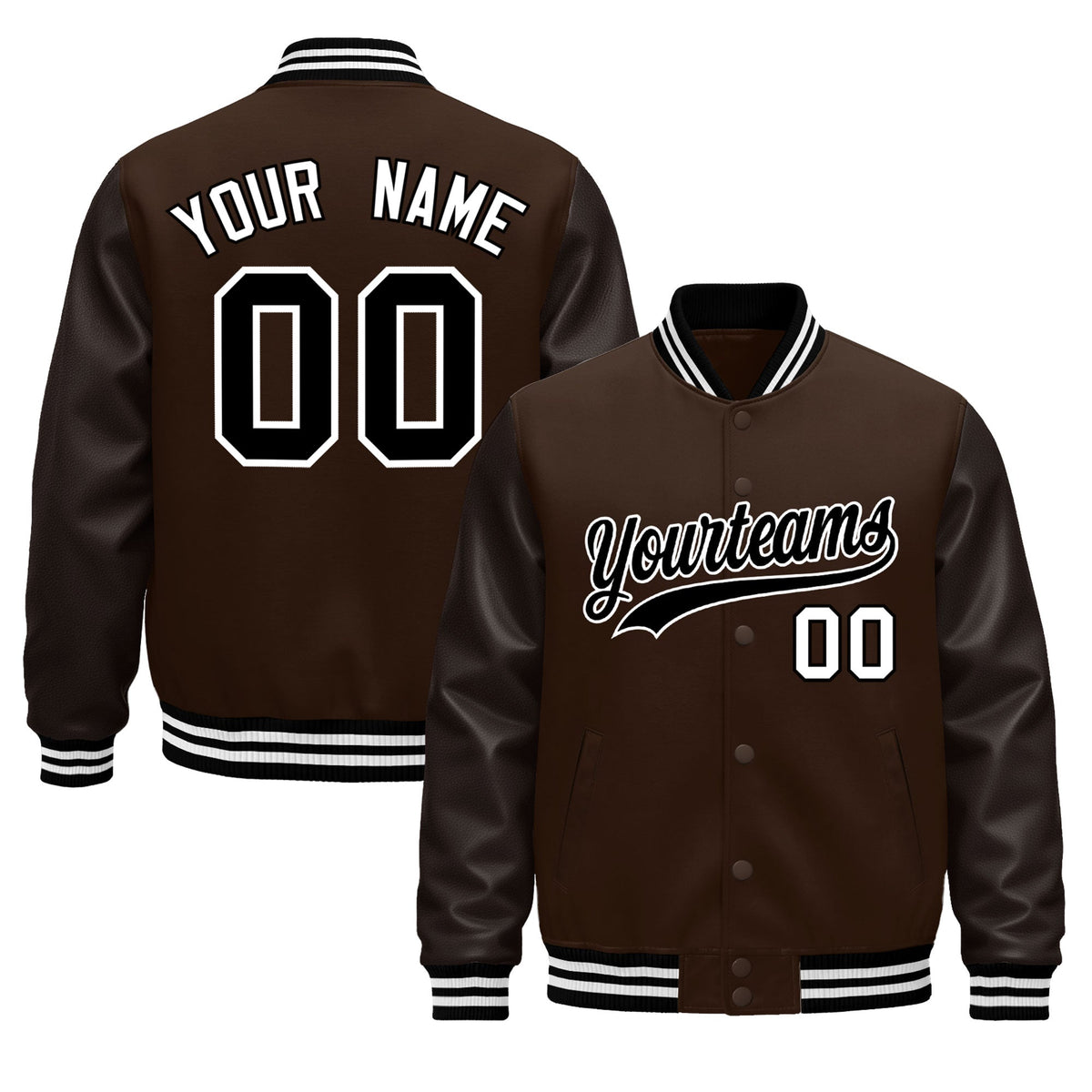 Custom Brown Black White Classic Style Leather Sleeves Wrinkle-Resistant Jacket| KXKSHOP