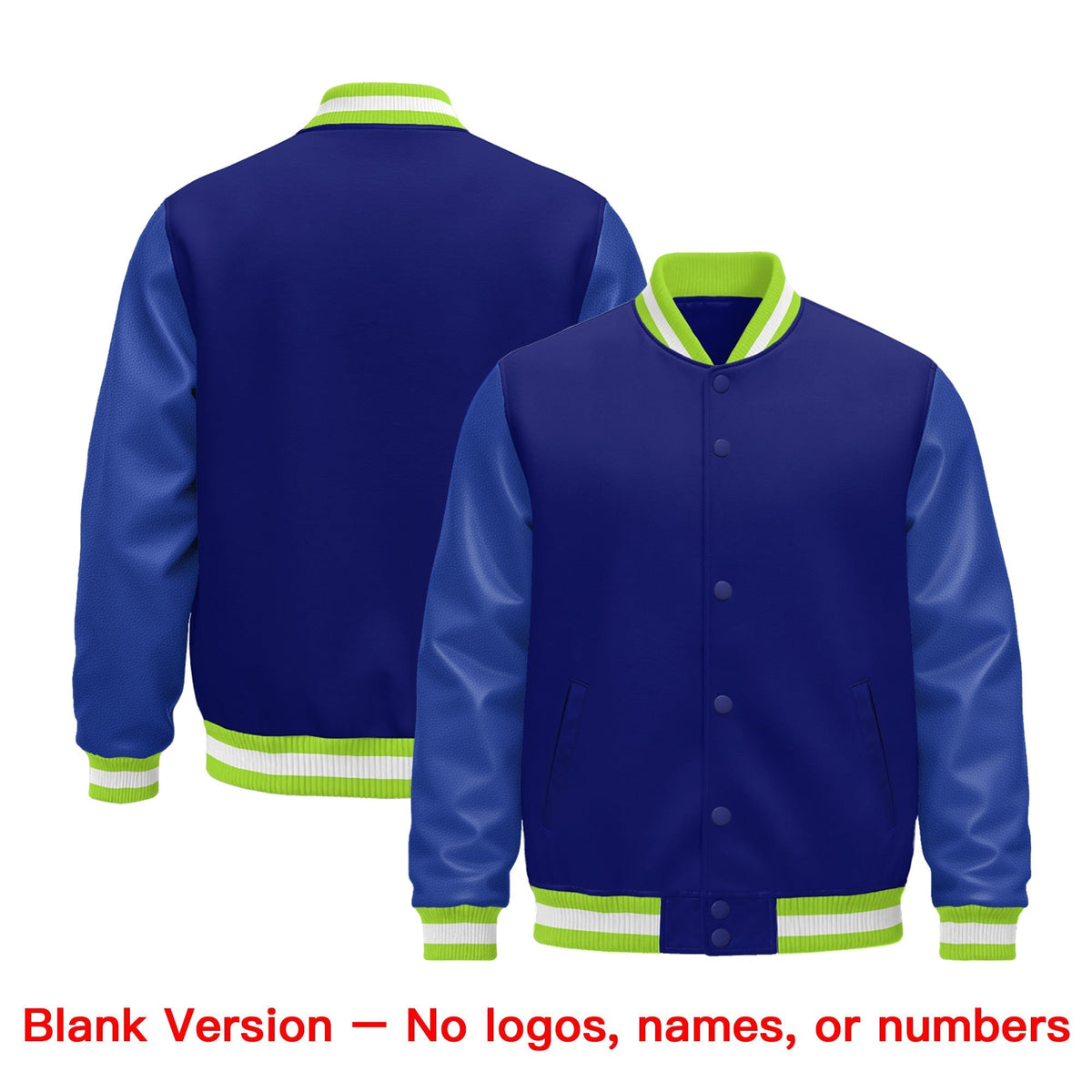 Custom Royal Blue White Classic Style Leather Sleeves Wrinkle-Resistant Jacket| KXKSHOP