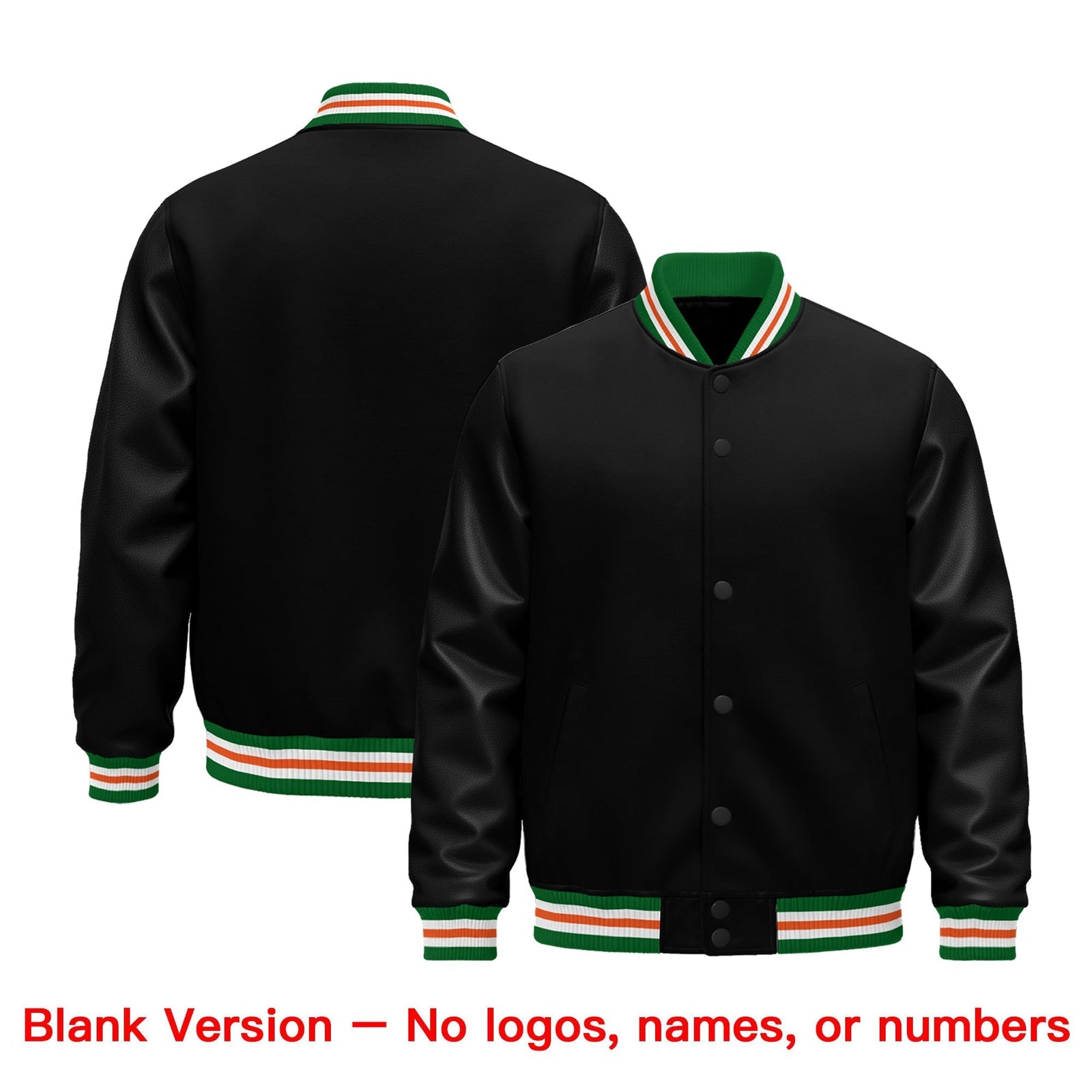 Custom Black Kelly Green White Classic Style Leather Sleeves Wrinkle-Resistant Jacket| KXKSHOP