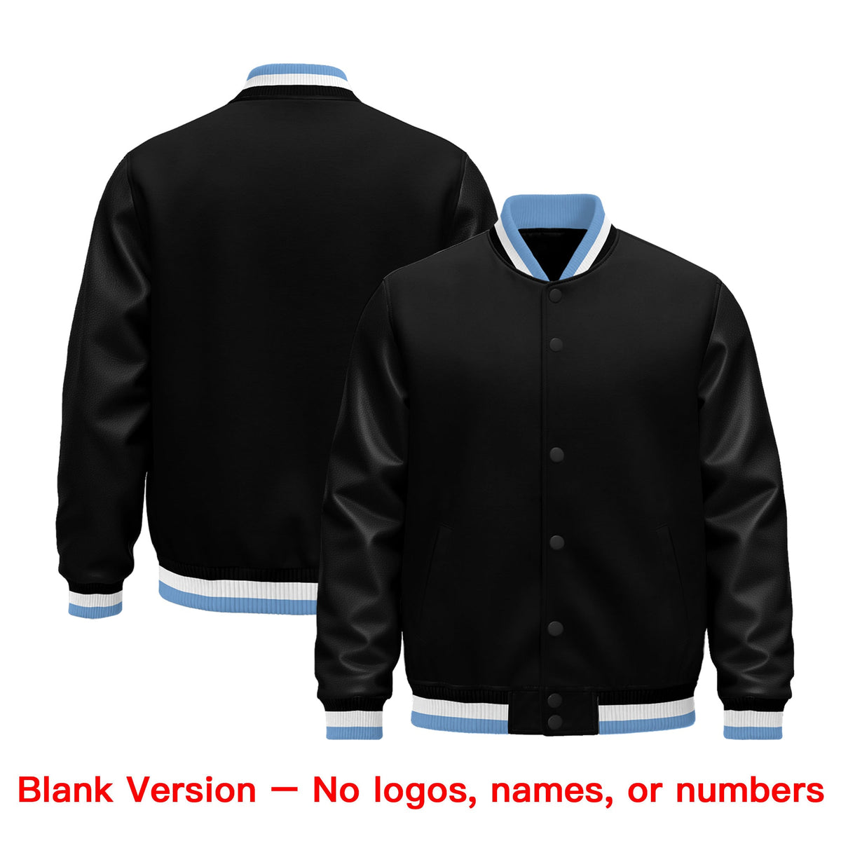 Custom Black Light Blue White Classic Style Leather Sleeves Wrinkle-Resistant Jacket| KXKSHOP