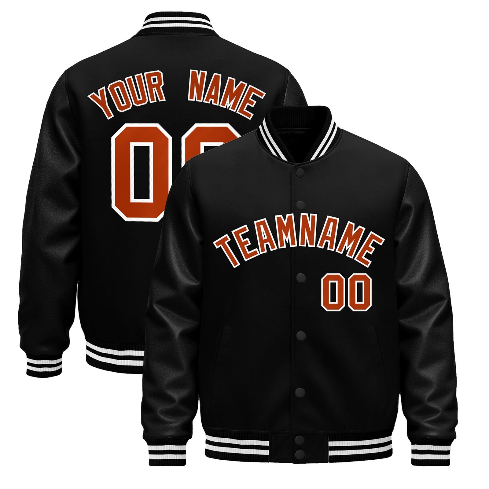 Custom Black White Classic Style Leather Sleeves Wrinkle-Resistant Jacket| KXKSHOP