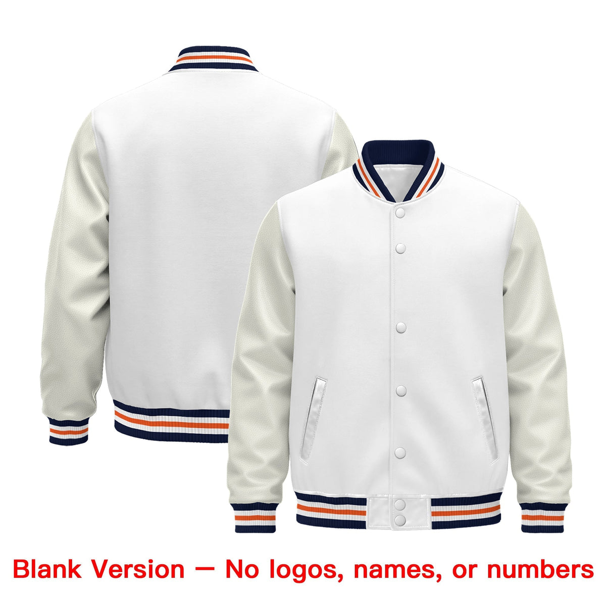 Custom White Navy Orange Classic Style Leather Sleeves Wrinkle-Resistant Jacket| KXKSHOP
