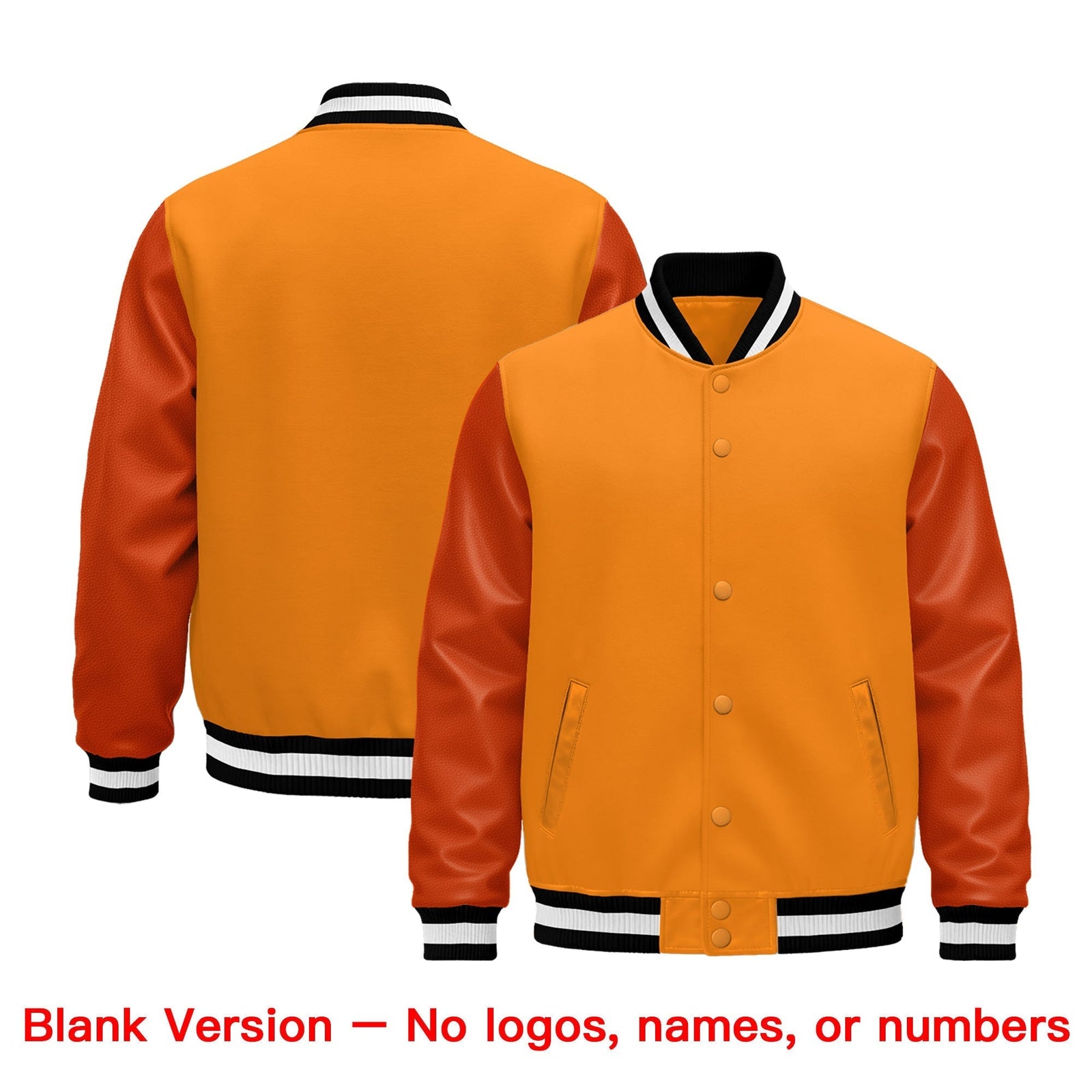 Custom Orange Black White Classic Style Leather Sleeves Wrinkle-Resistant Jacket| KXKSHOP