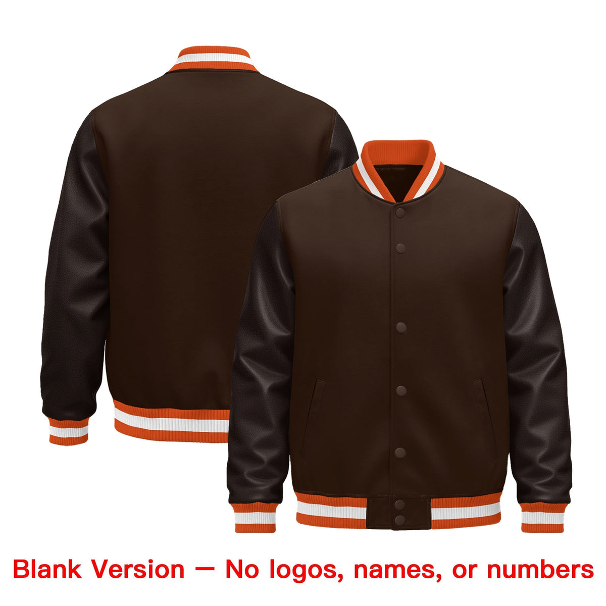 Custom Brown Orange White Classic Style Leather Sleeves Wrinkle-Resistant Jacket| KXKSHOP