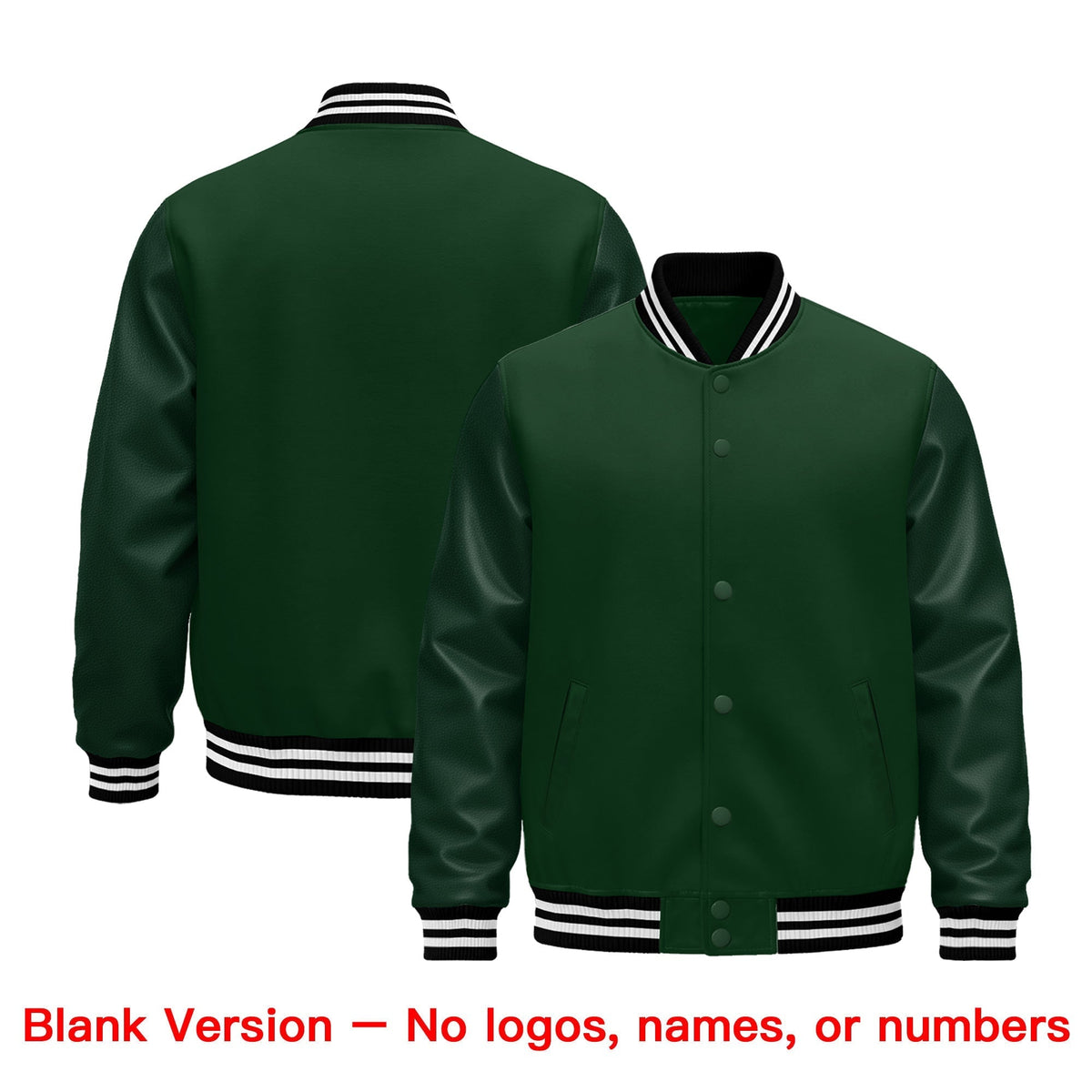 Custom Green Black White Classic Style Leather Sleeves Wrinkle-Resistant Jacket| KXKSHOP
