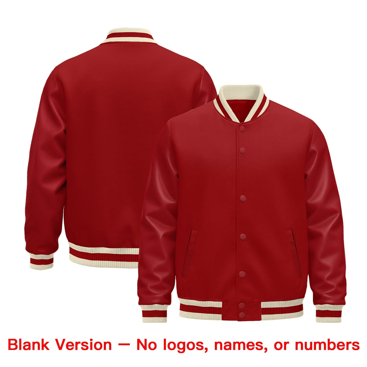 Custom Red Cream Classic Style Leather Sleeves Wrinkle-Resistant Jacket| KXKSHOP