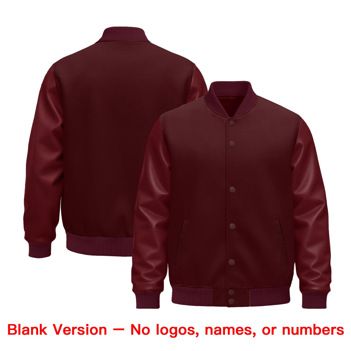 Custom Burgundy Light Blue Classic Style Leather Sleeves Wrinkle-Resistant Jacket| KXKSHOP