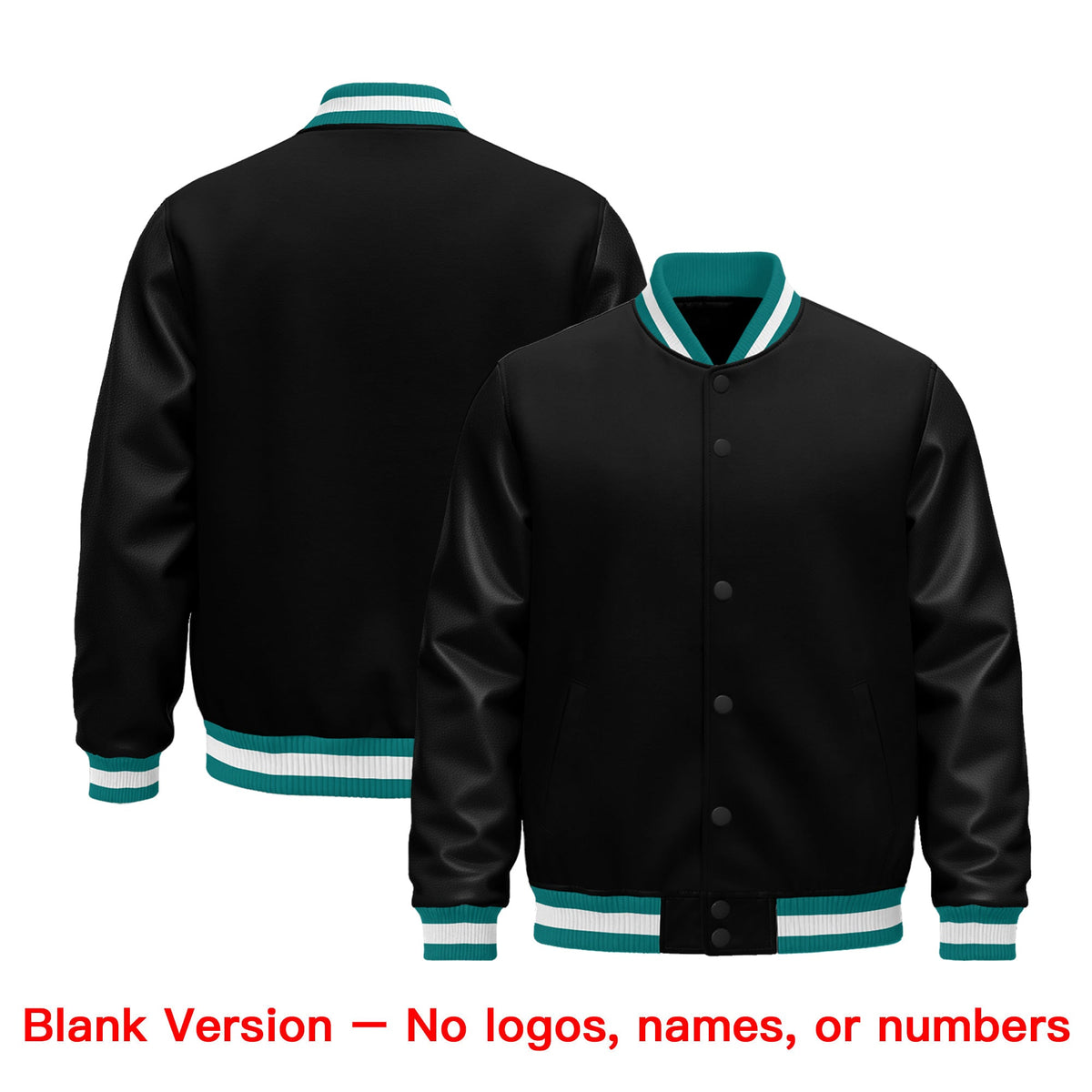 Custom Black Aqua White Classic Style Leather Sleeves Wrinkle-Resistant Jacket| KXKSHOP