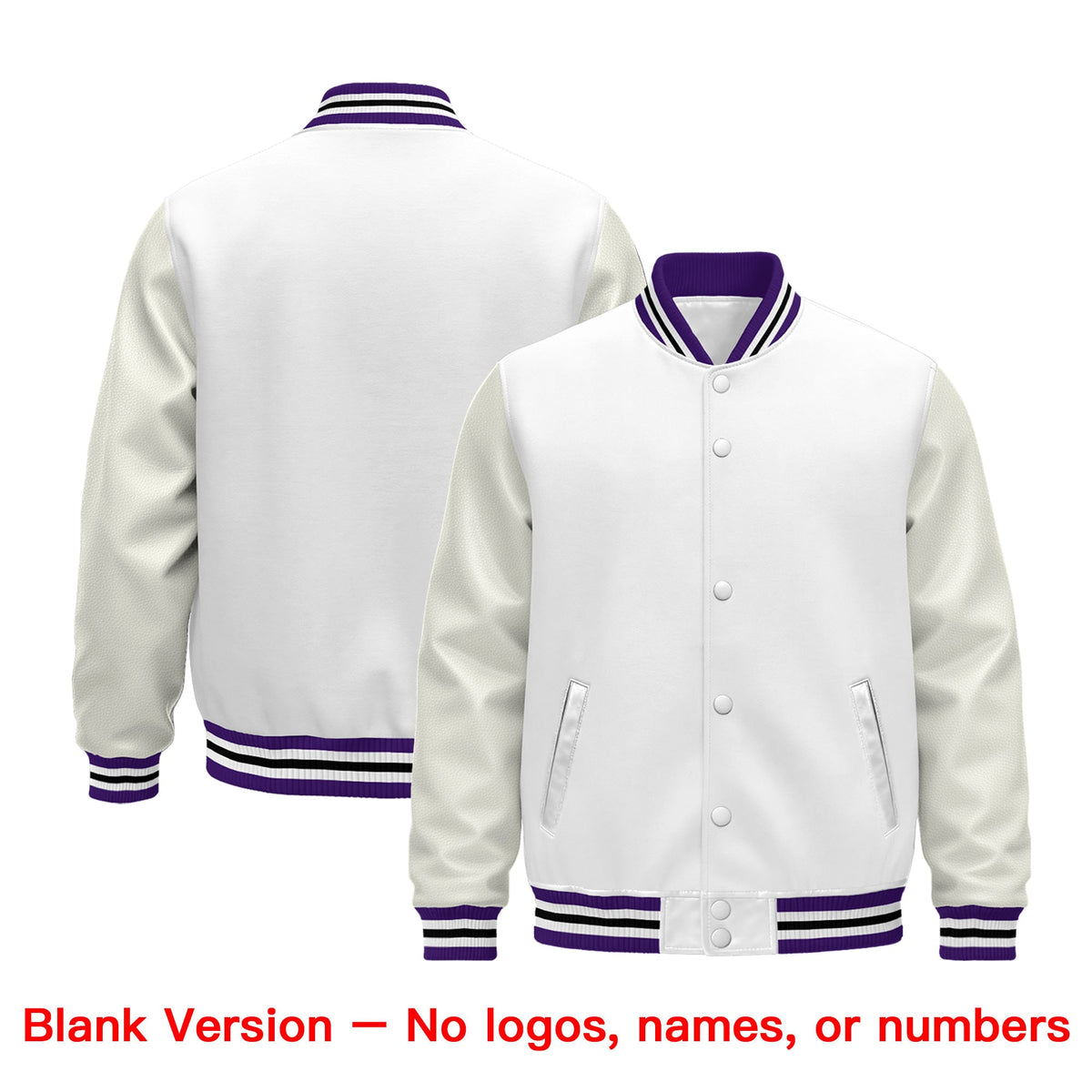 Custom White Purple Black Classic Style Leather Sleeves Wrinkle-Resistant Jacket| KXKSHOP