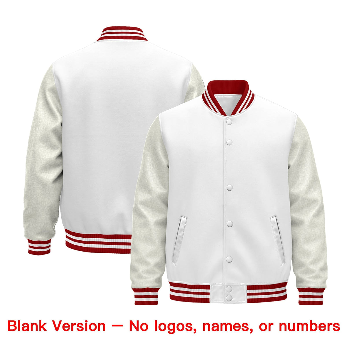 Custom White Red Classic Style Leather Sleeves Wrinkle-Resistant Jacket| KXKSHOP