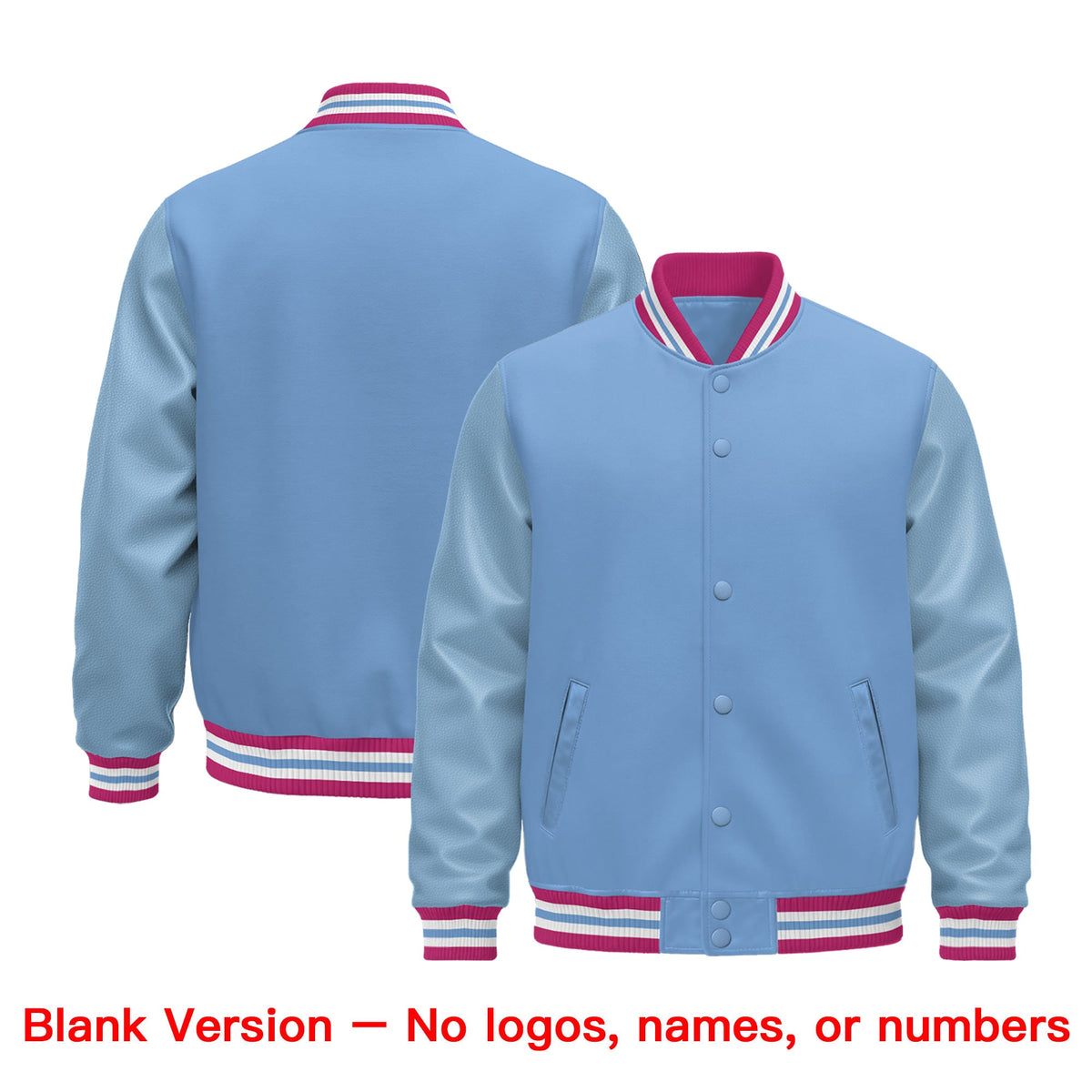 Custom Powder Blue Pink White Classic Style Leather Sleeves Wrinkle-Resistant Jacket| KXKSHOP