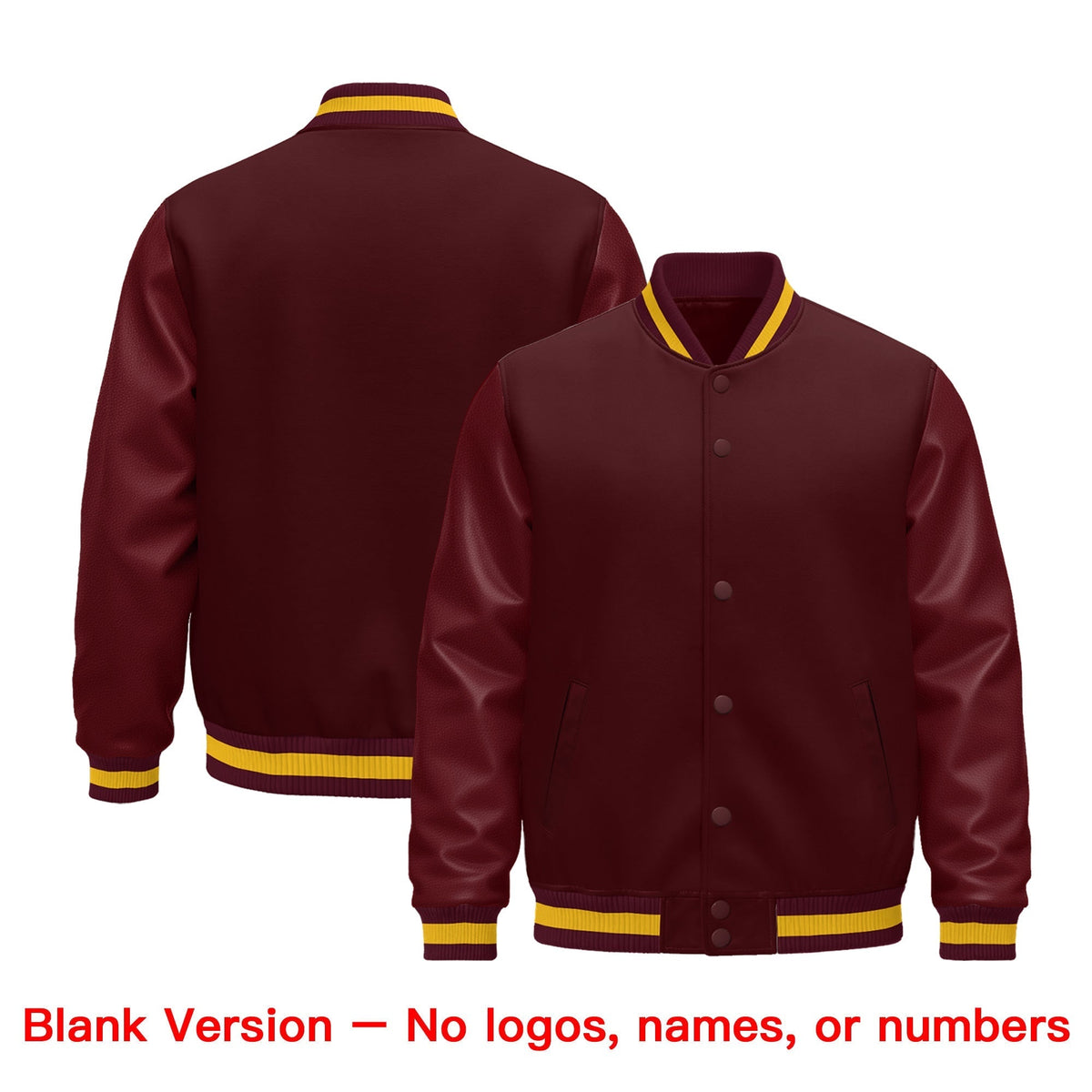 Custom Burgundy White Classic Style Leather Sleeves Wrinkle-Resistant Jacket| KXKSHOP