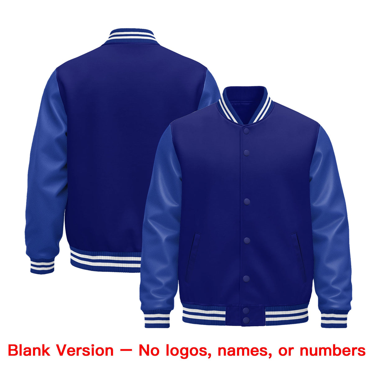 Custom Royal Blue White Classic Style Leather Sleeves Wrinkle-Resistant Jacket| KXKSHOP