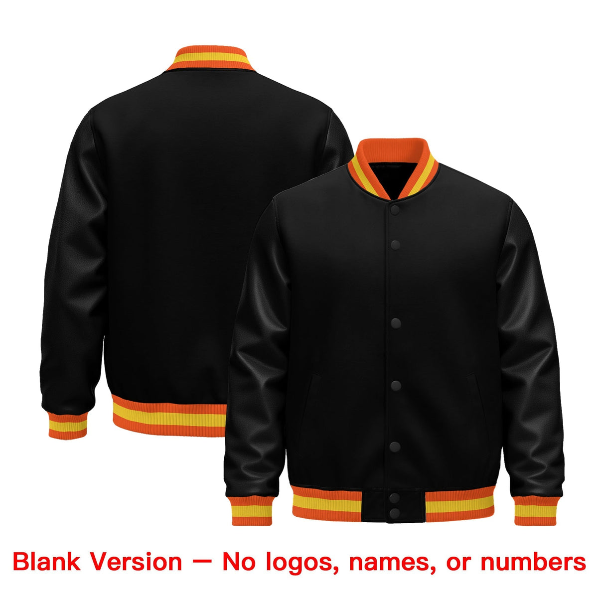 Custom Black Orange Gold Classic Style Leather Sleeves Wrinkle-Resistant Jacket| KXKSHOP