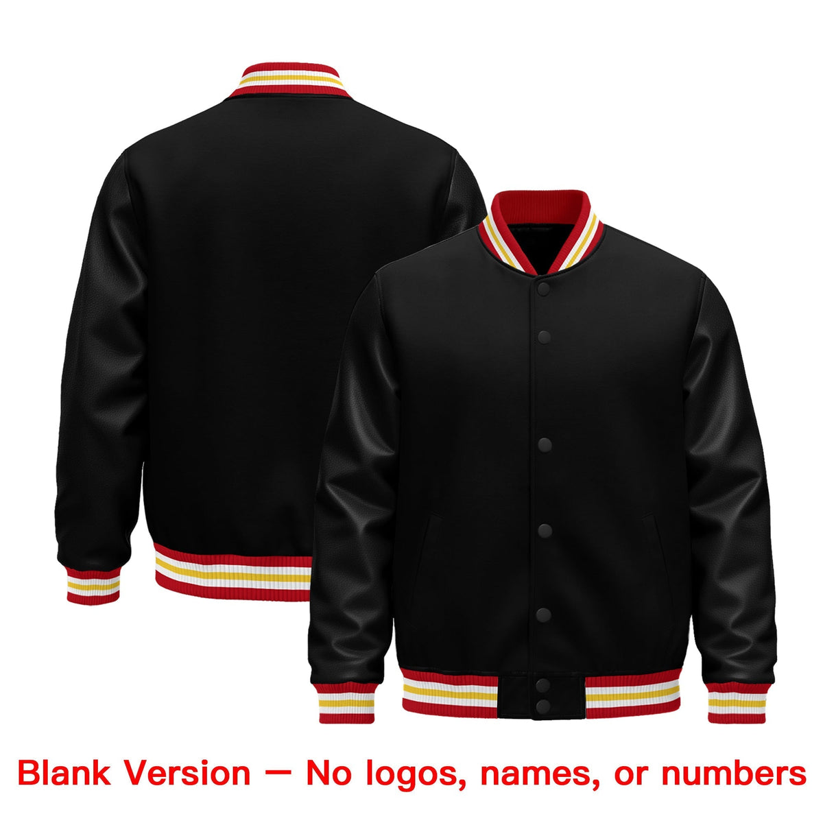 Custom Black Red White Classic Style Leather Sleeves Wrinkle-Resistant Jacket| KXKSHOP