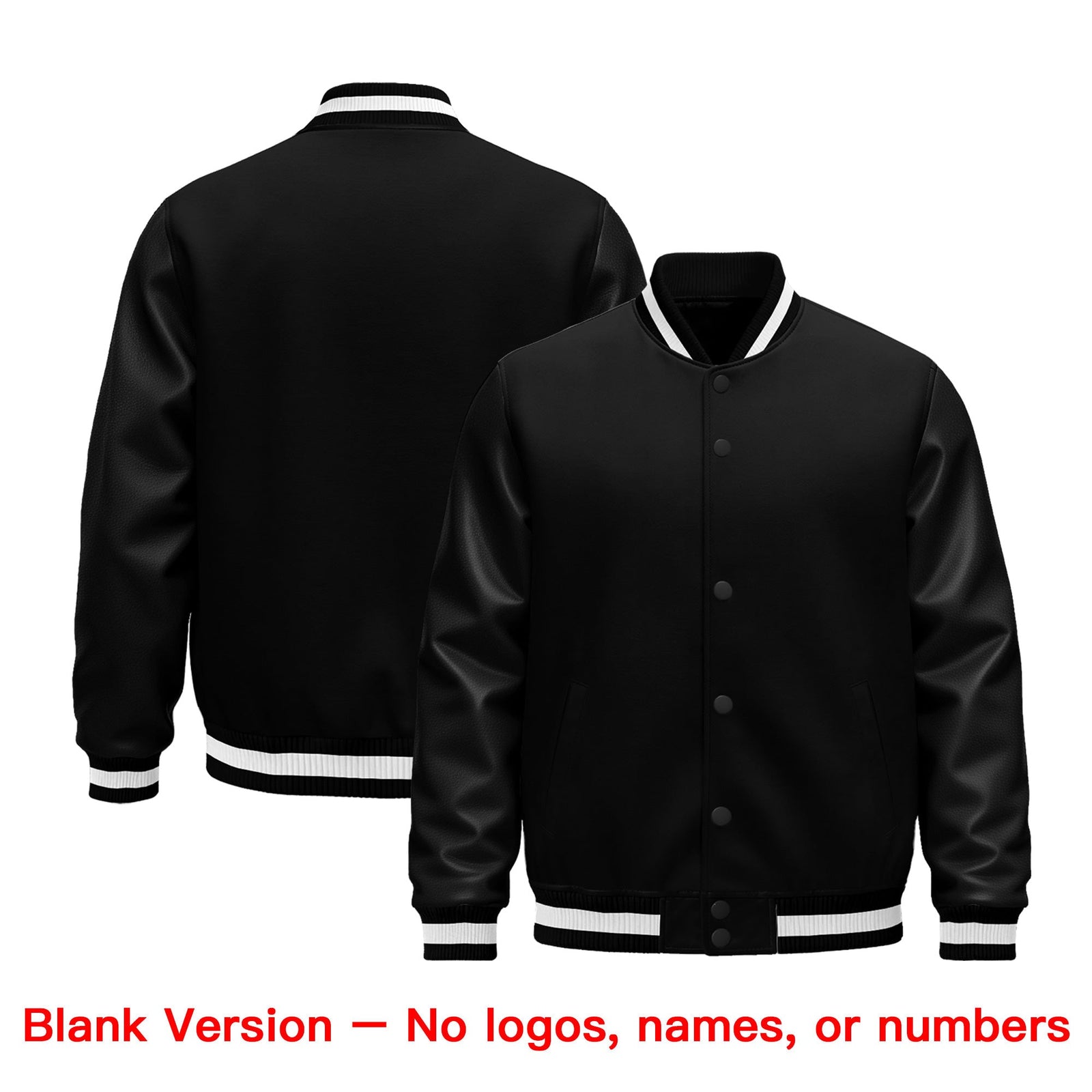 Custom Black White Classic Style Leather Sleeves Wrinkle-Resistant Jacket| KXKSHOP