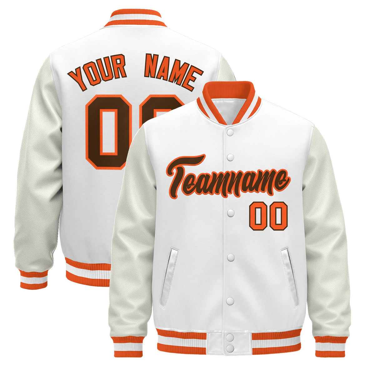 Custom White Orange Classic Style Leather Sleeves Wrinkle-Resistant Jacket| KXKSHOP