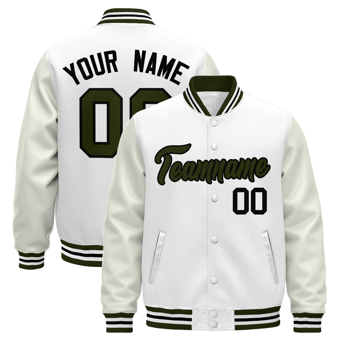 Custom White Olive Black Classic Style Leather Sleeves Wrinkle-Resistant Jacket| KXKSHOP