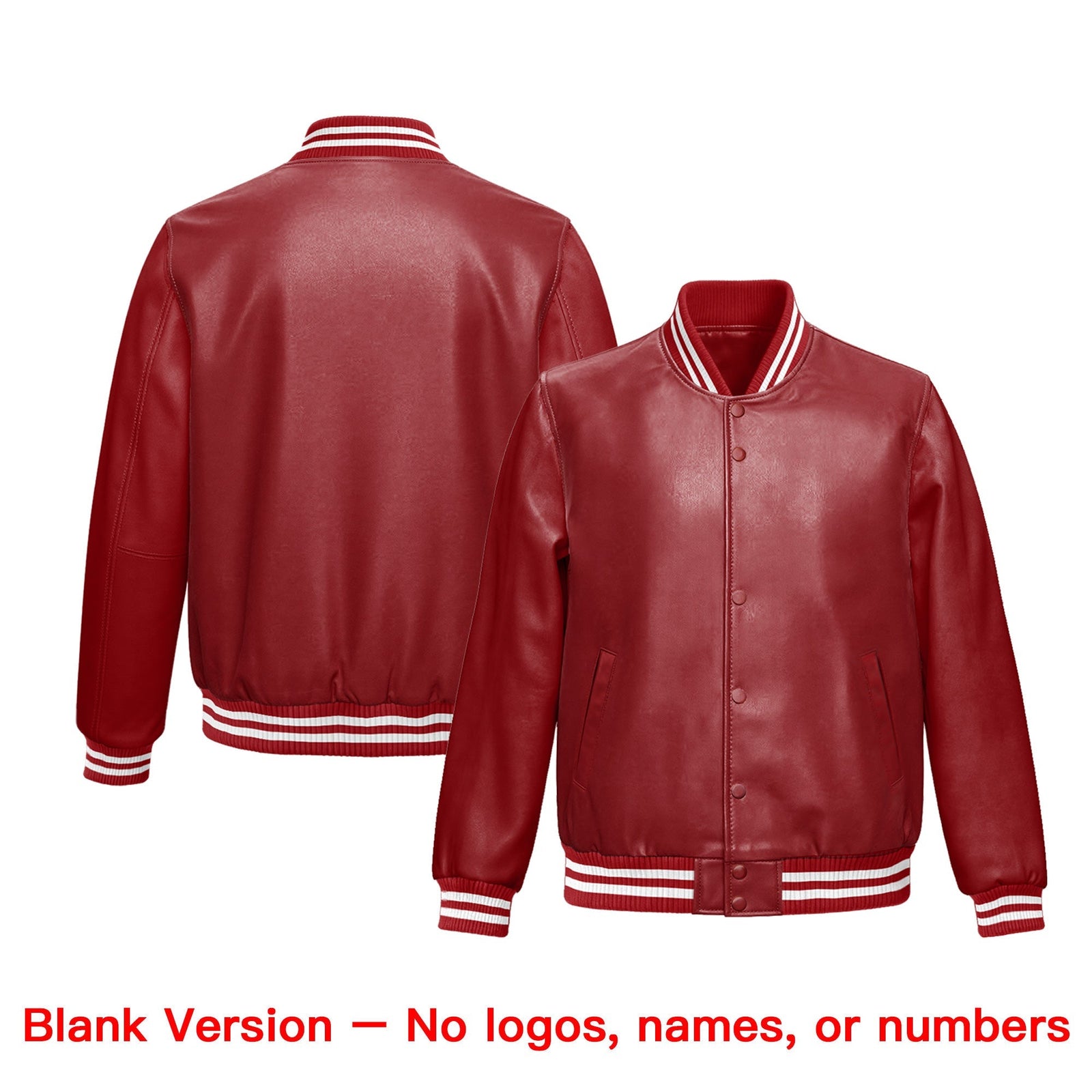 Custom Red Dark Green Full-Snap Varsity Faux Leather Letterman Jacket| KXKSHOP