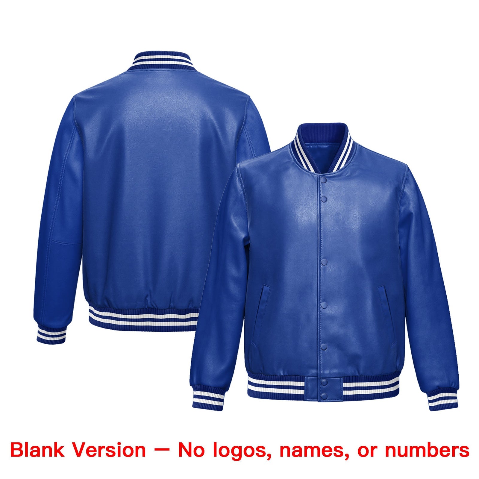 Custom Royal Blue Pink Full-Snap Varsity Faux Leather Letterman Jacket| KXKSHOP