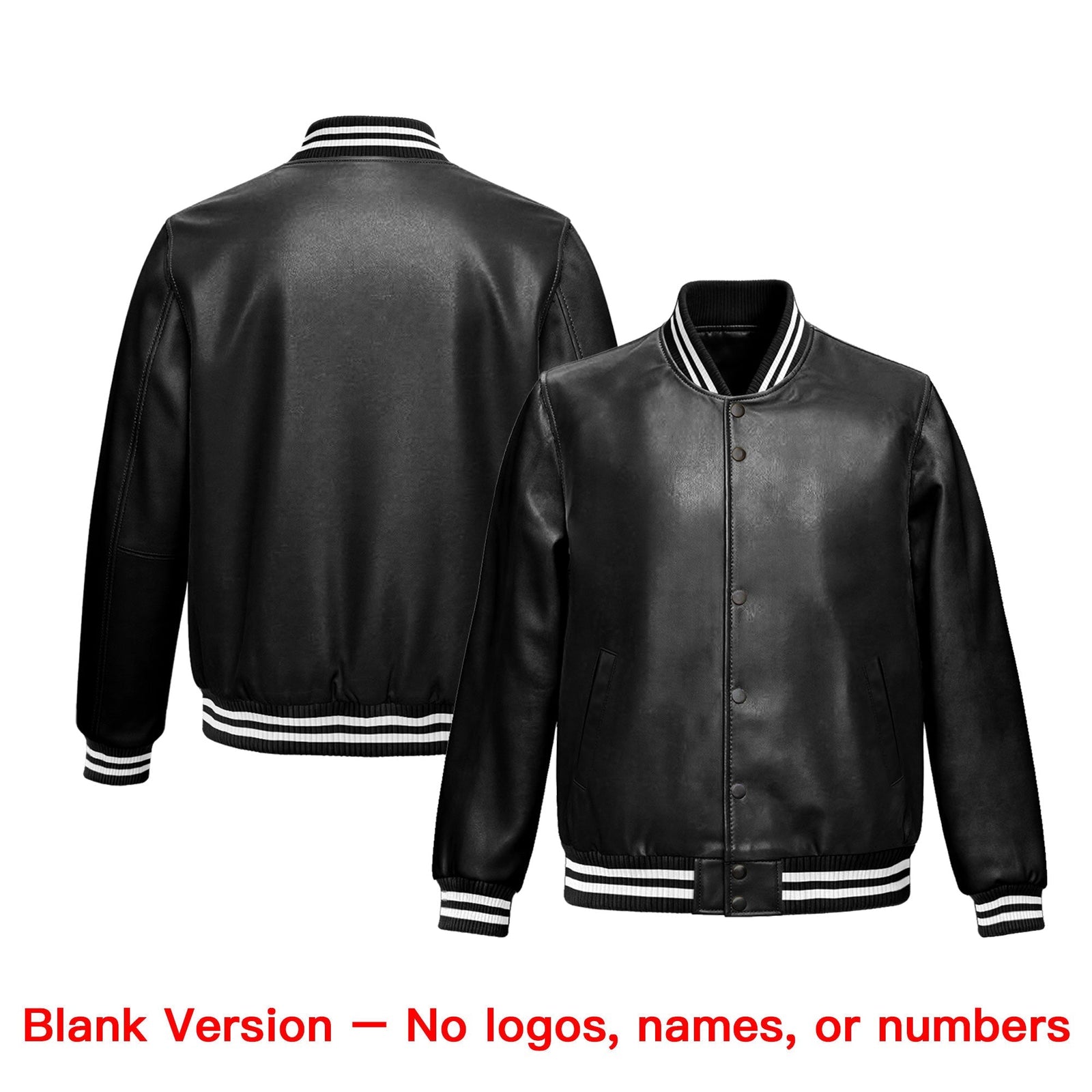 Custom White Black Full-Snap Varsity Faux Leather Letterman Jacket| KXKSHOP