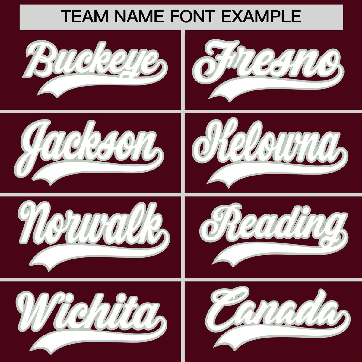 Personalised coach jacket team name lettering and font examples - Style 1 | KXKSHOP