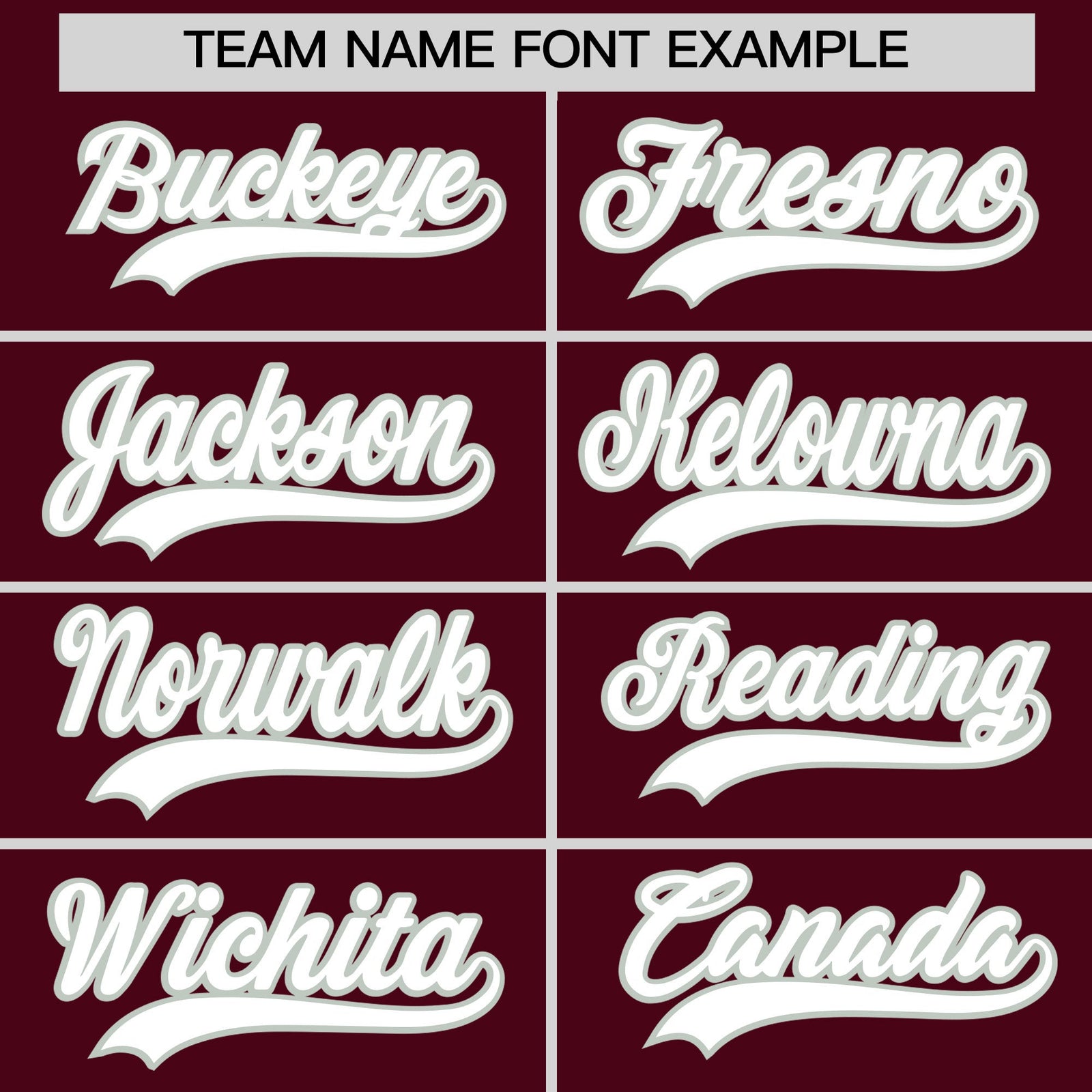 Personalised coach jacket team name lettering and font examples - Style 1 | KXKSHOP