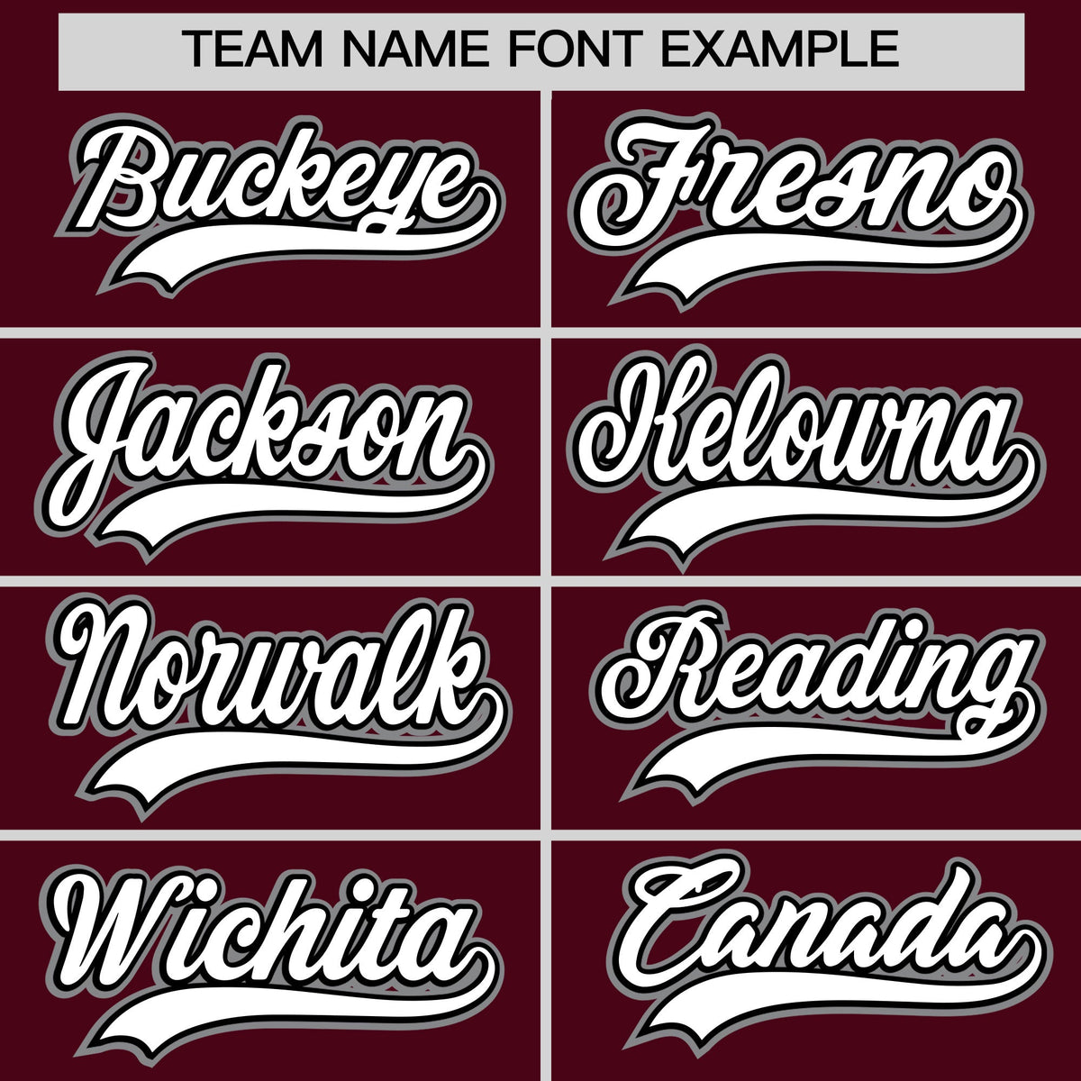 Personalised coach jacket team name lettering and font examples - Style 1 | KXKSHOP