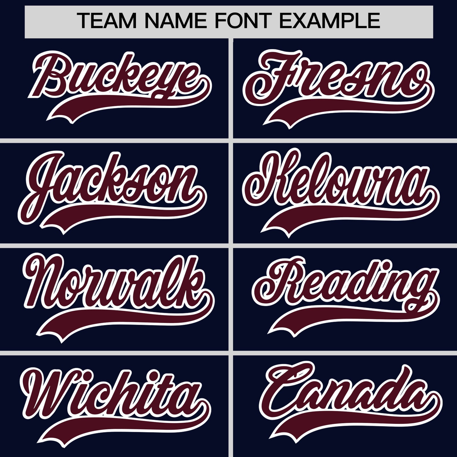 Personalised coach jacket team name lettering and font examples - Style 1 | KXKSHOP