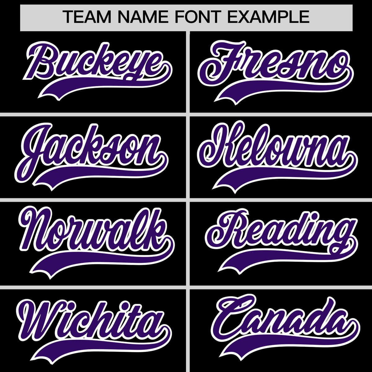 Personalised coach jacket team name lettering and font examples - Style 1 | KXKSHOP