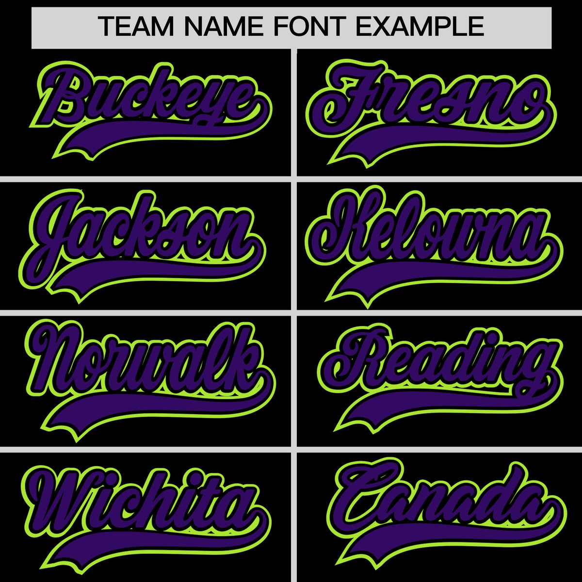 Personalised coach jacket team name lettering and font examples - Style 1 | KXKSHOP