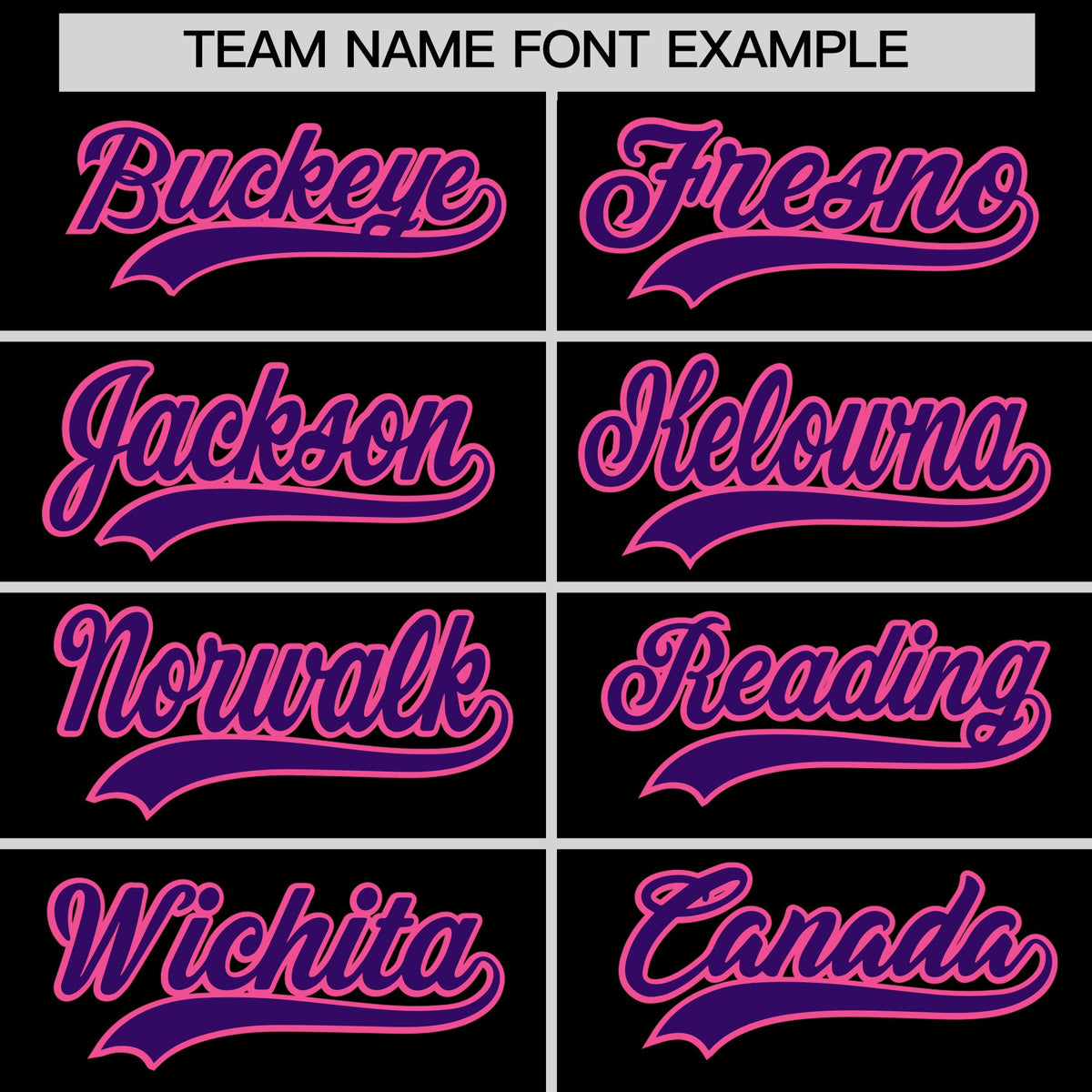 Personalised coach jacket team name lettering and font examples - Style 1 | KXKSHOP