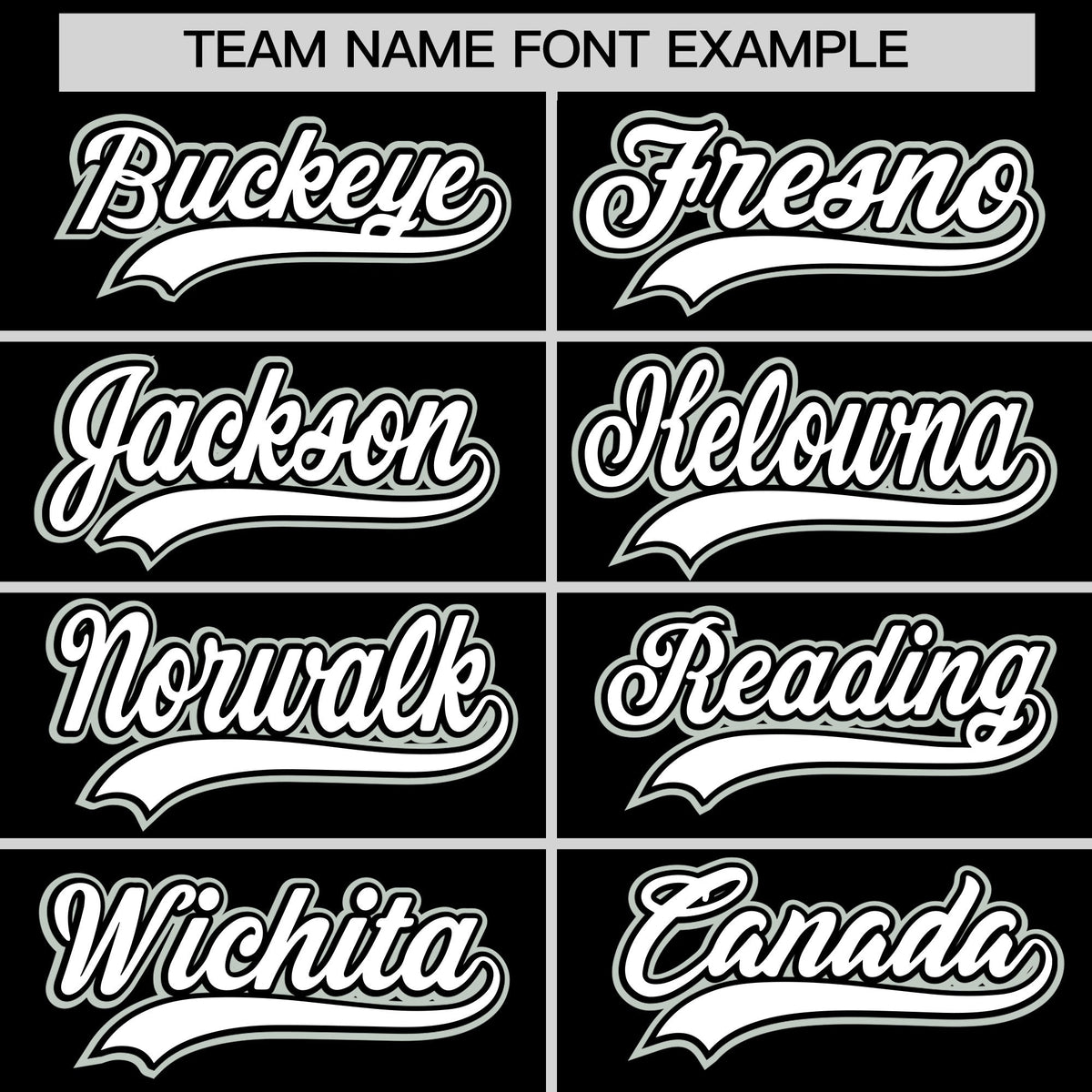 Personalised coach jacket team name lettering and font examples - Style 1 | KXKSHOP