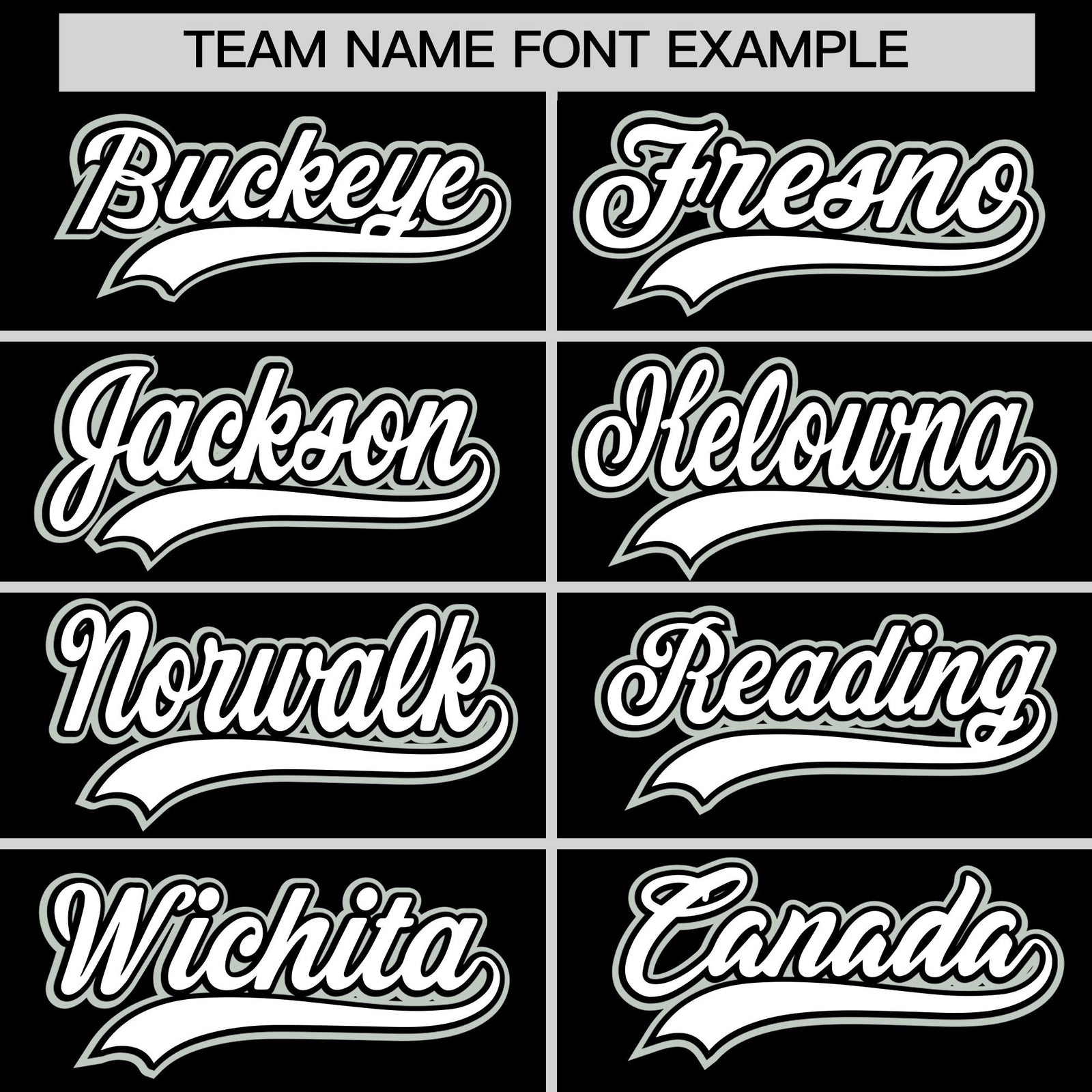 Personalised coach jacket team name lettering and font examples - Style 1 | KXKSHOP