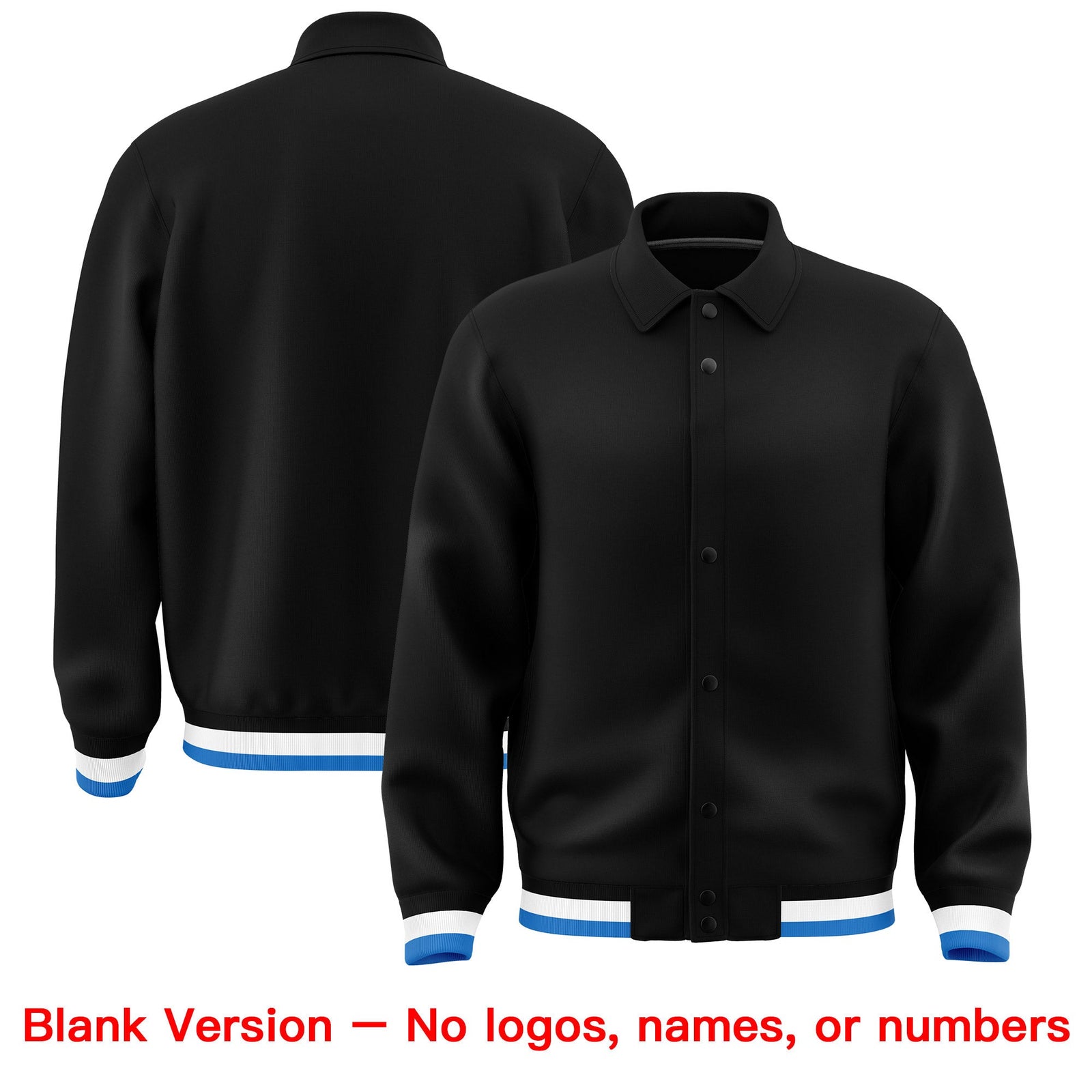 Custom Black, Light Blue, Pink collared coach jacket blank template - no names or numbers - Style 1 | KXKSHOP