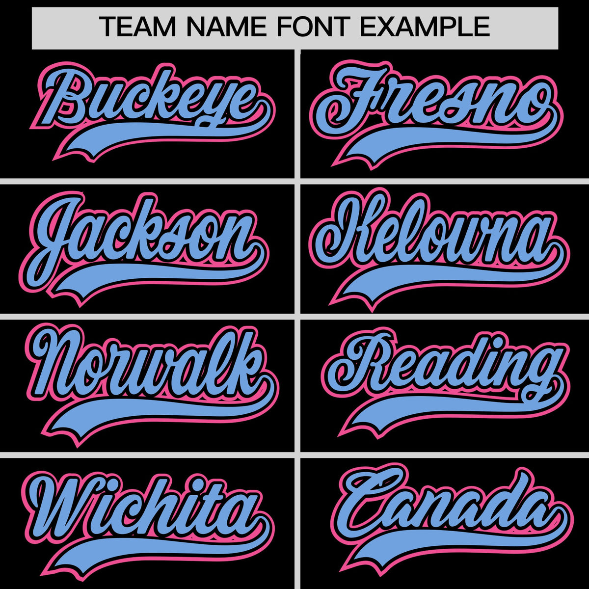 Personalised coach jacket team name lettering and font examples - Style 1 | KXKSHOP