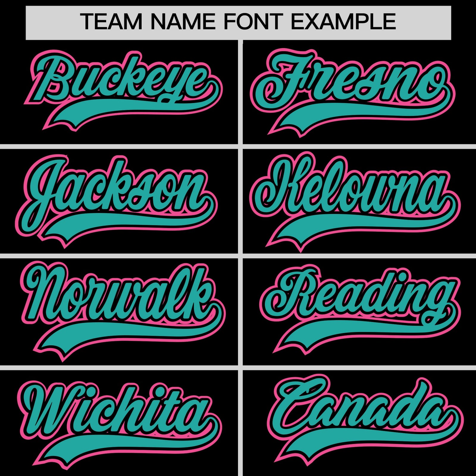 Personalised coach jacket team name lettering and font examples - Style 1 | KXKSHOP