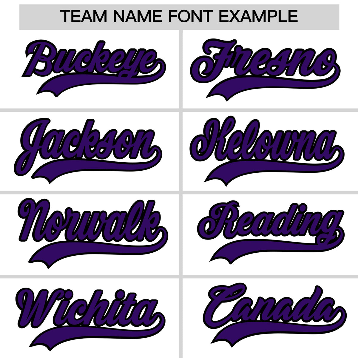 Personalised coach jacket team name lettering and font examples - Style 1 | KXKSHOP