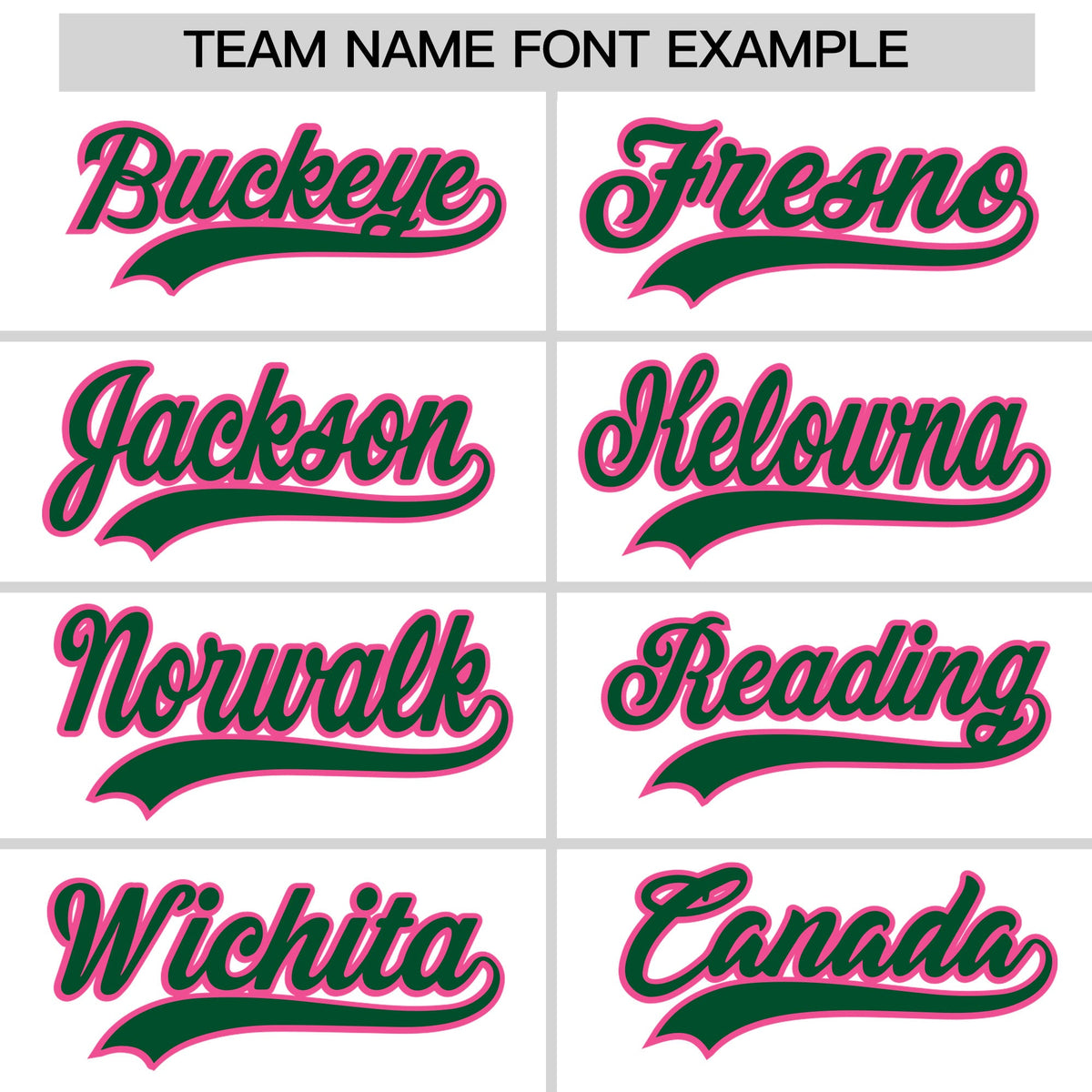 Personalised coach jacket team name lettering and font examples - Style 1 | KXKSHOP