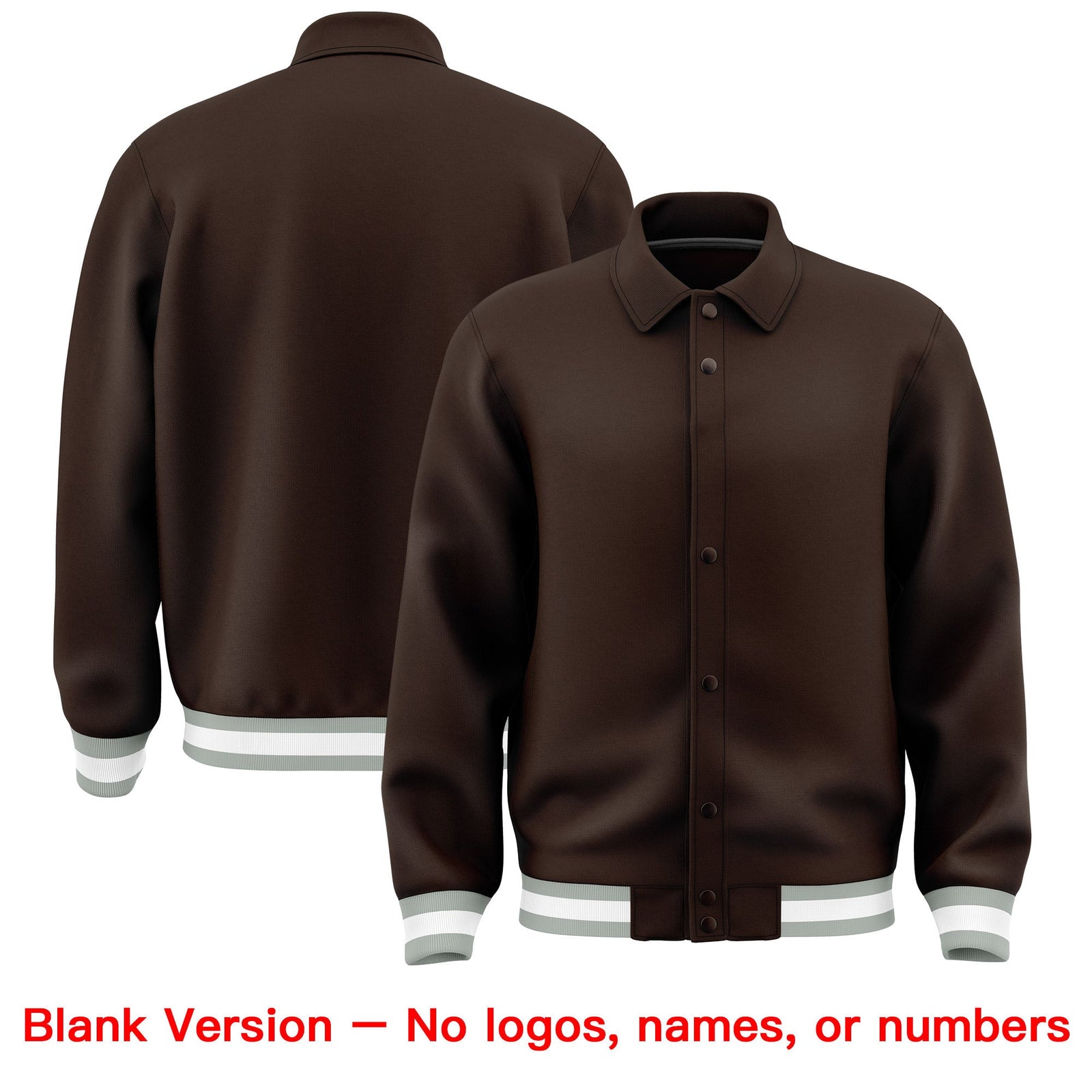 Custom Brown, White, Grey collared coach jacket blank template - no names or numbers - Style 1 | KXKSHOP