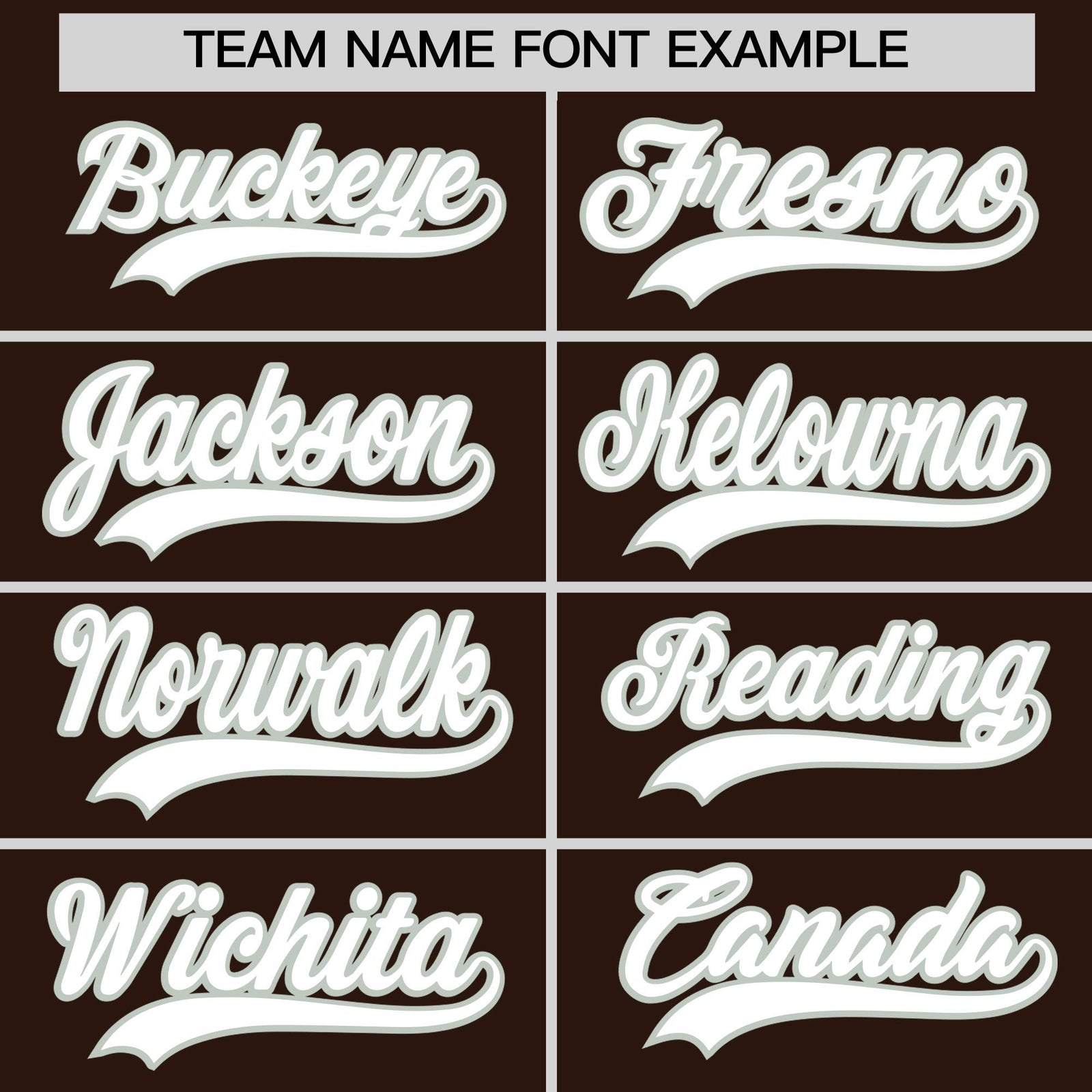 Personalised coach jacket team name lettering and font examples - Style 1 | KXKSHOP