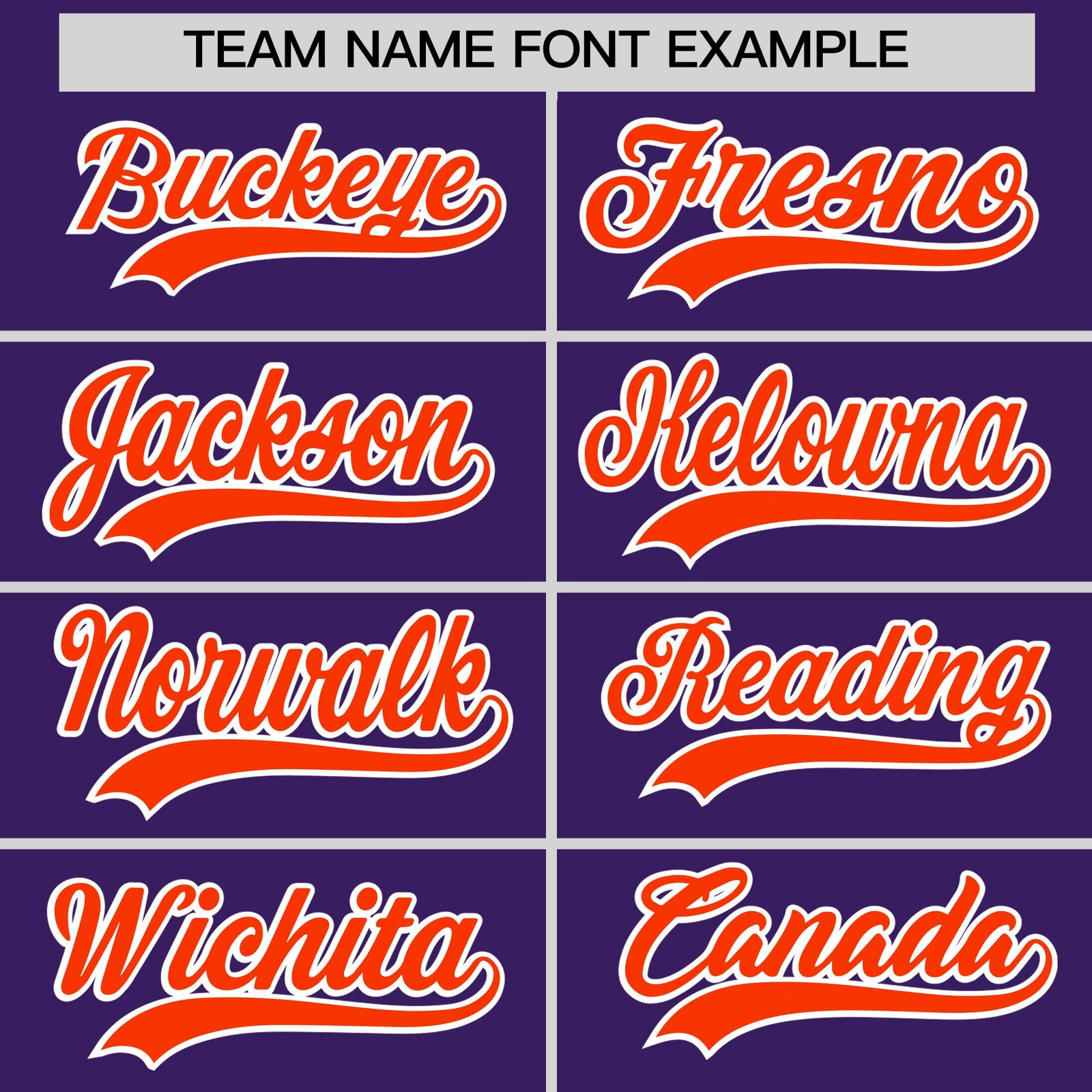 Personalised coach jacket team name lettering and font examples - Style 1 | KXKSHOP