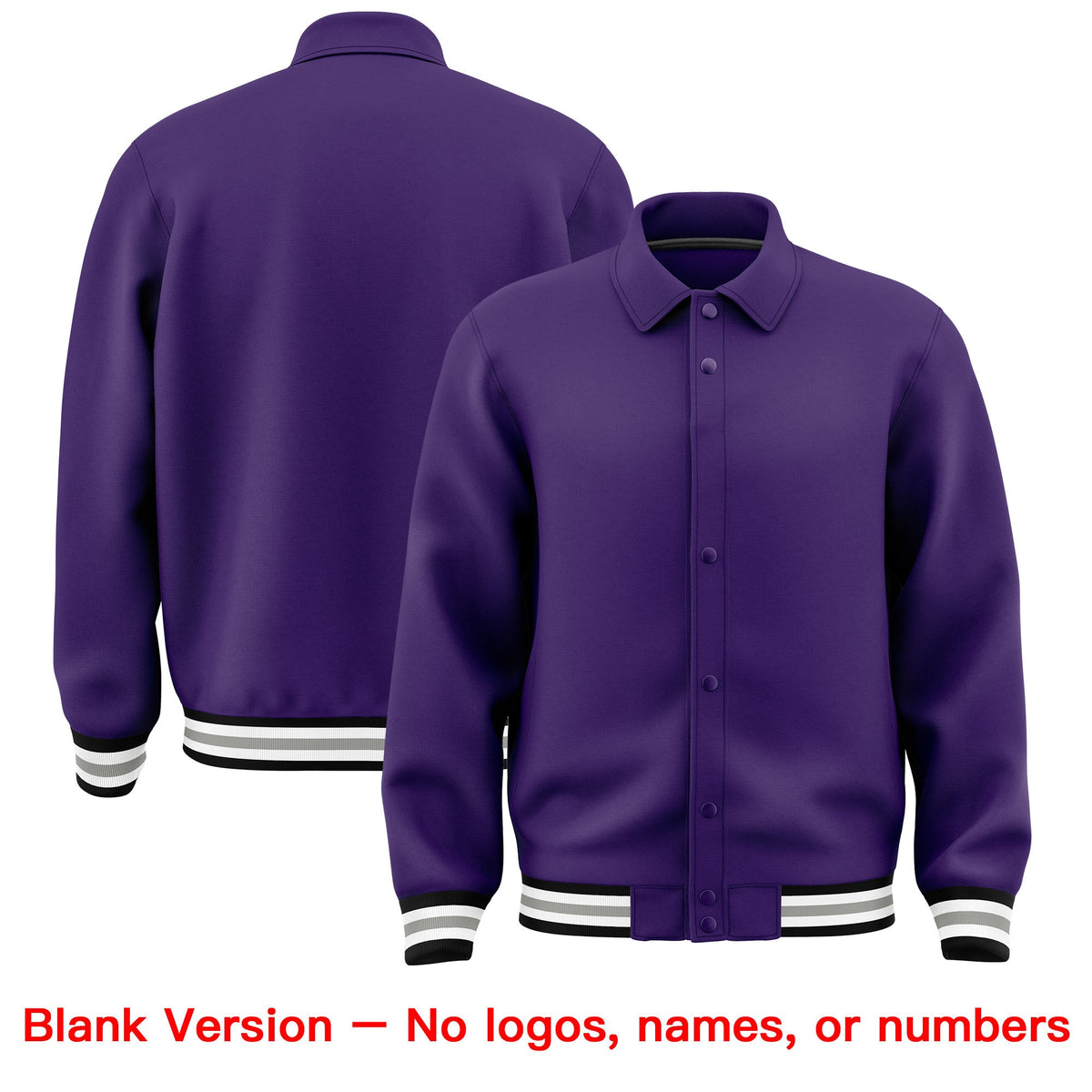 Custom Purple, Grey, Black collared coach jacket blank template - no names or numbers - Style 1 | KXKSHOP